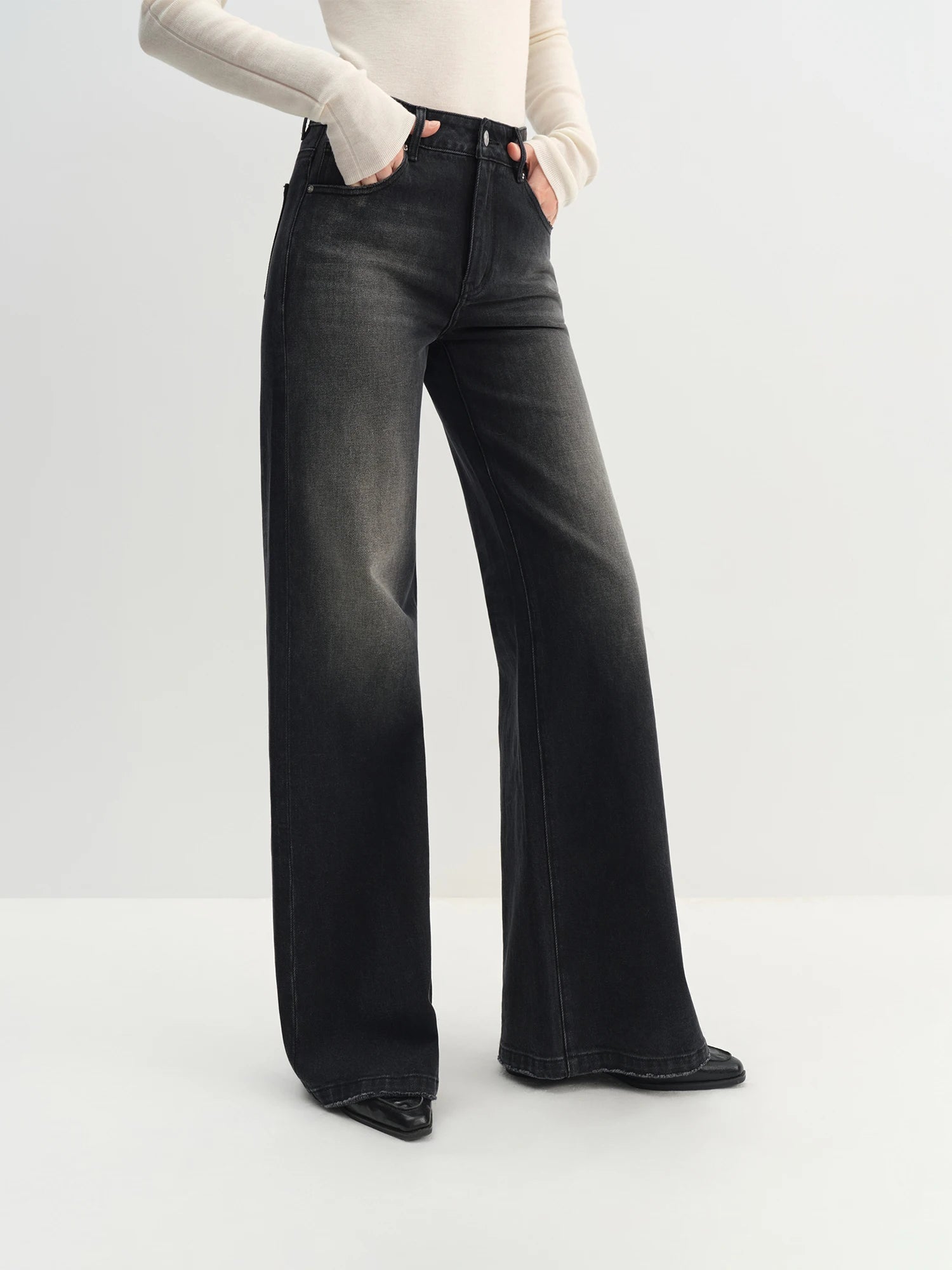 Retro Wide-leg Black Jeans