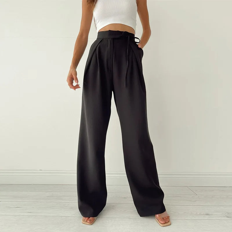 Wide Leg Trousers with ribbon