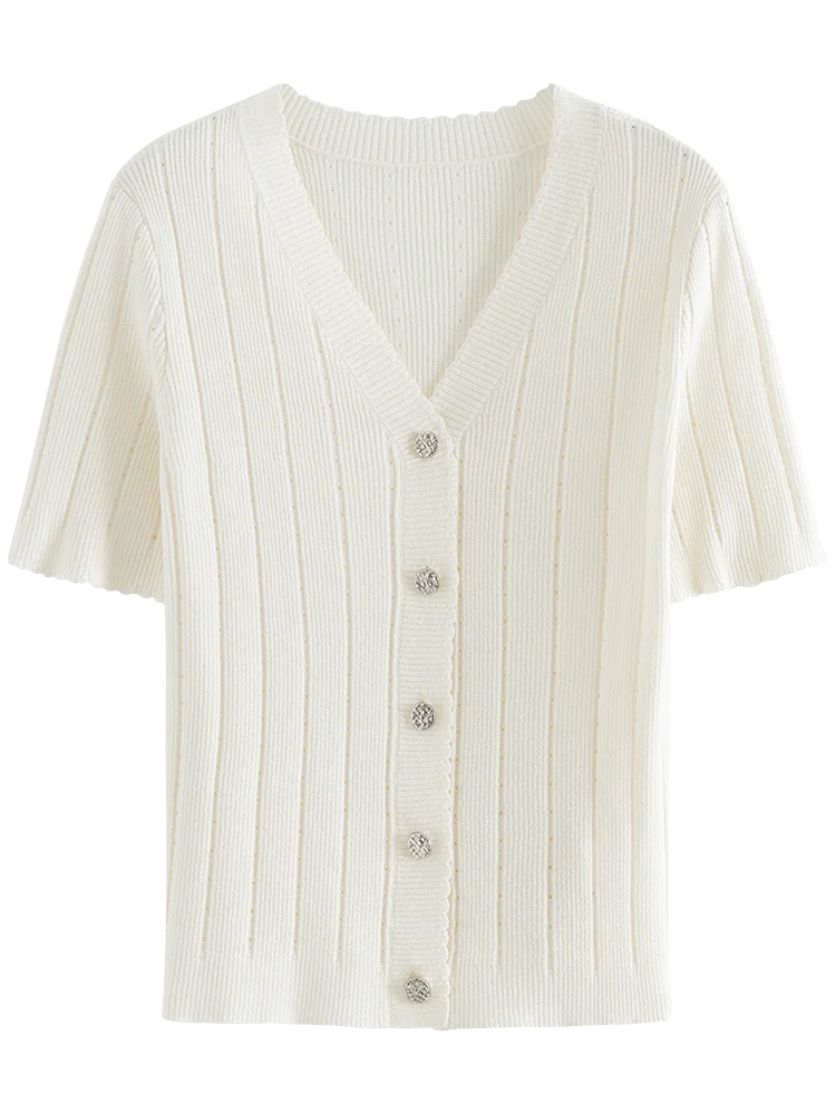 Silk Knitted Versatile Classic Beige Cardigan