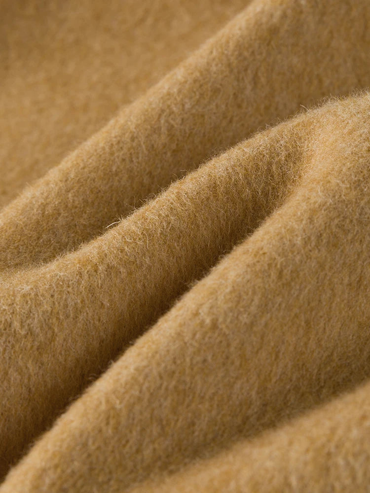 Khaki Woolen Coat With Belt