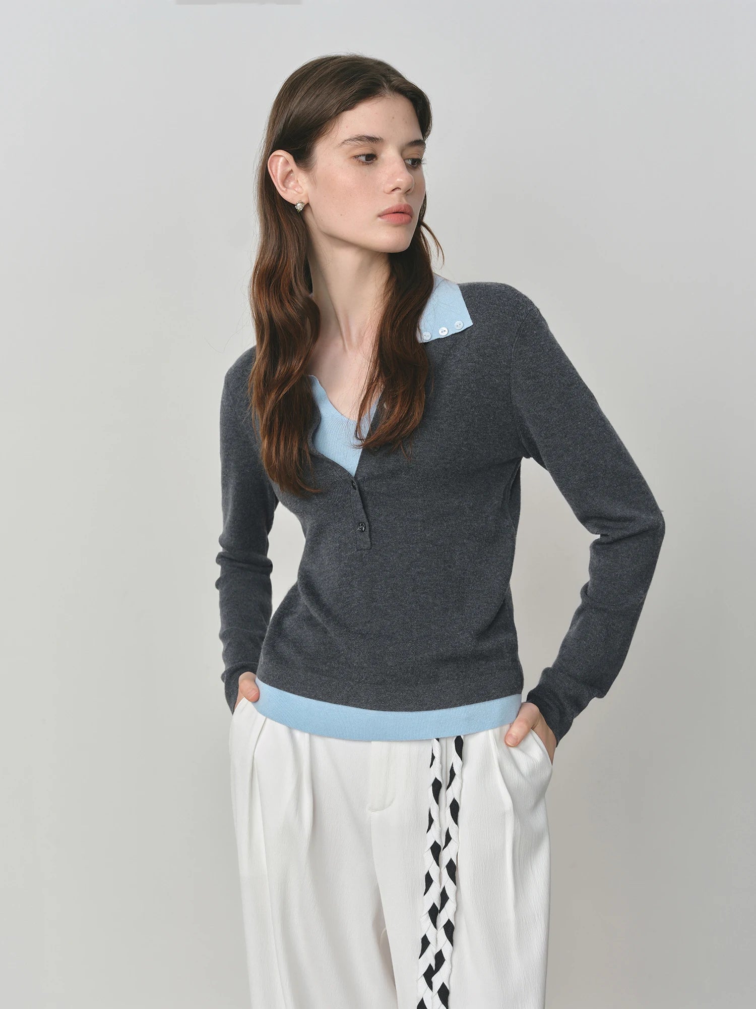 Knitted Two Color Sweater