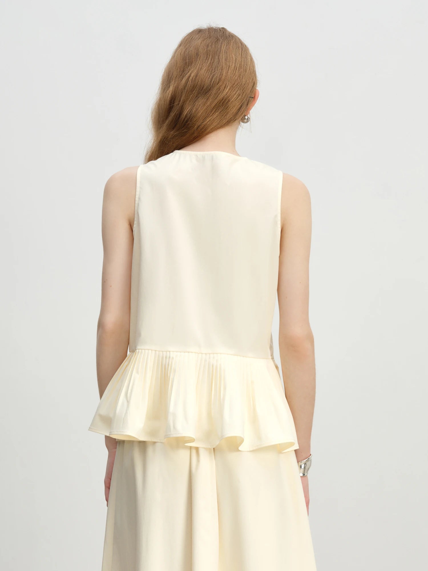 Ruffle Sleeveless Yellow Top and Skirt Set