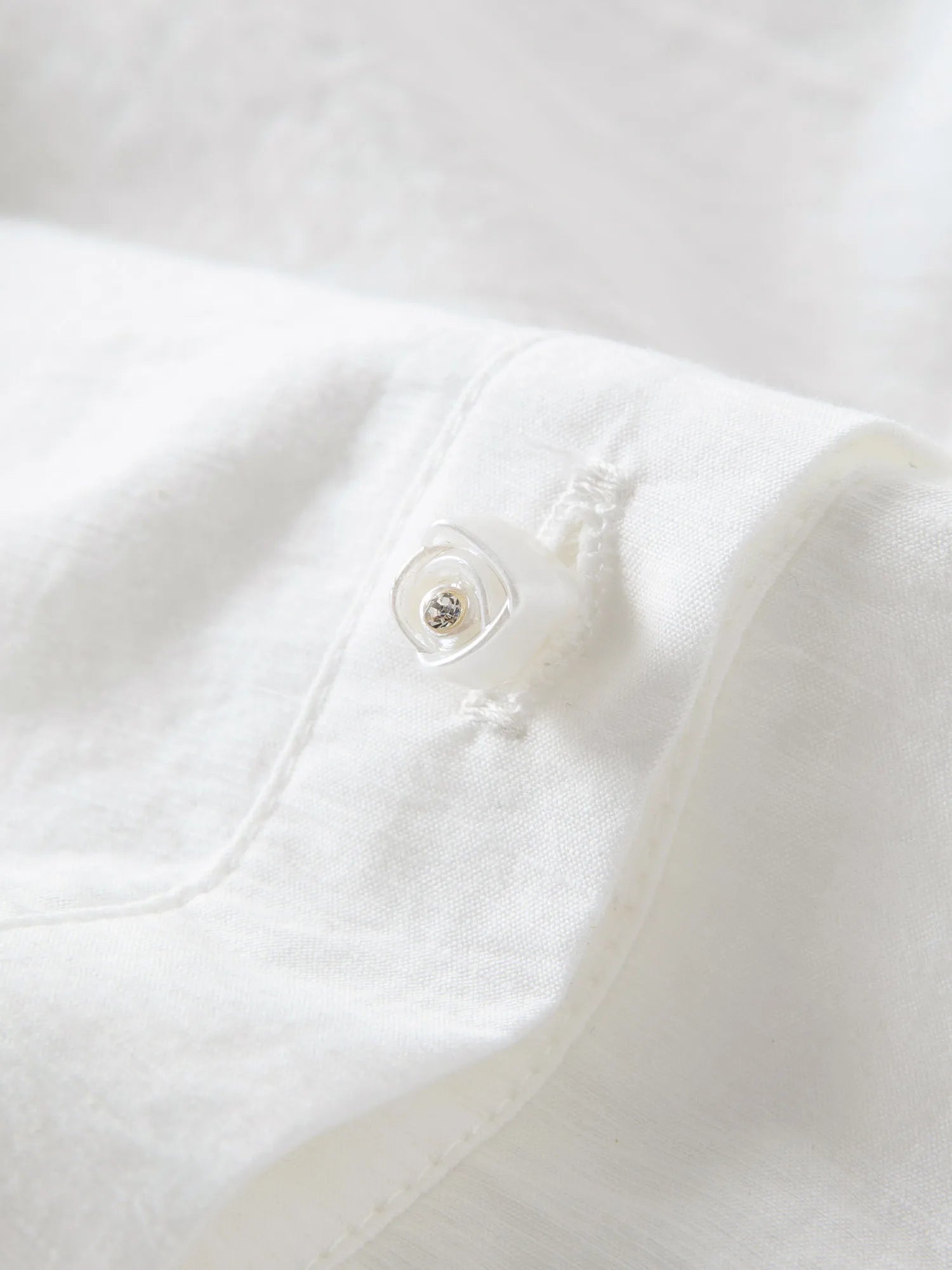 Textured Short-sleeve White Blouse