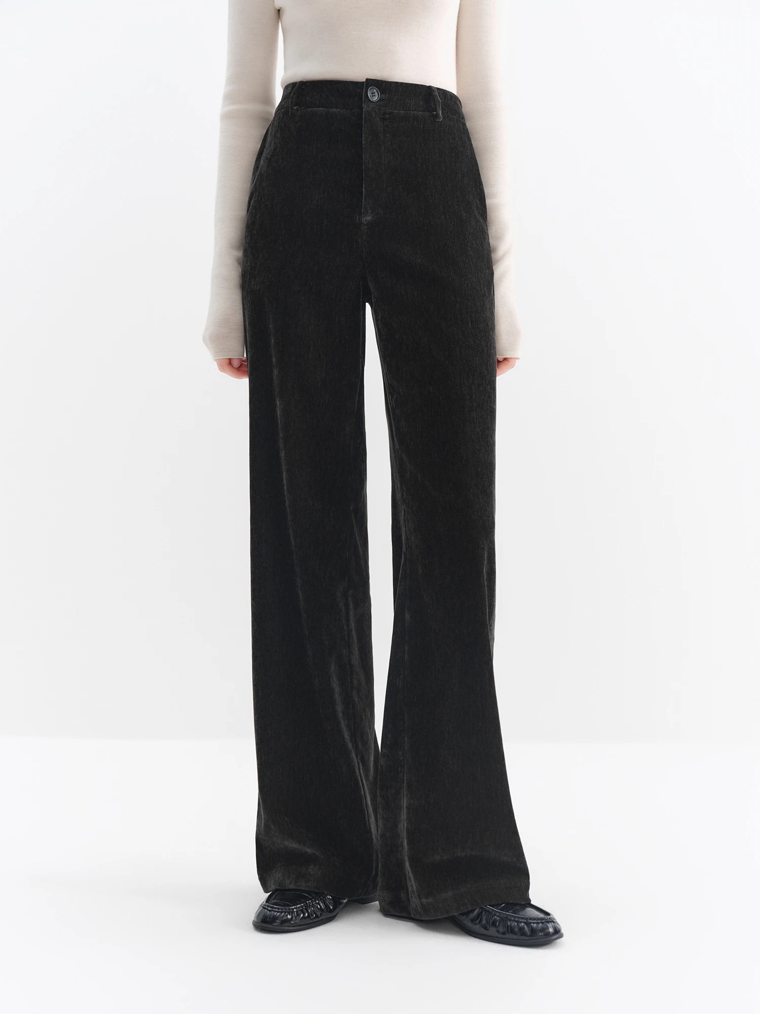 Chenille Fabric Black Pants