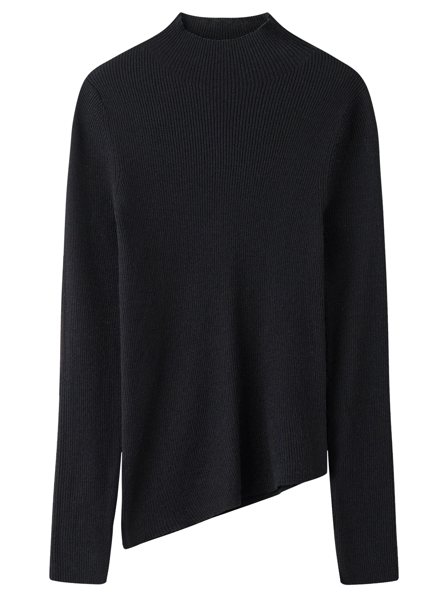 Asymmetric Knit Wool Sweater