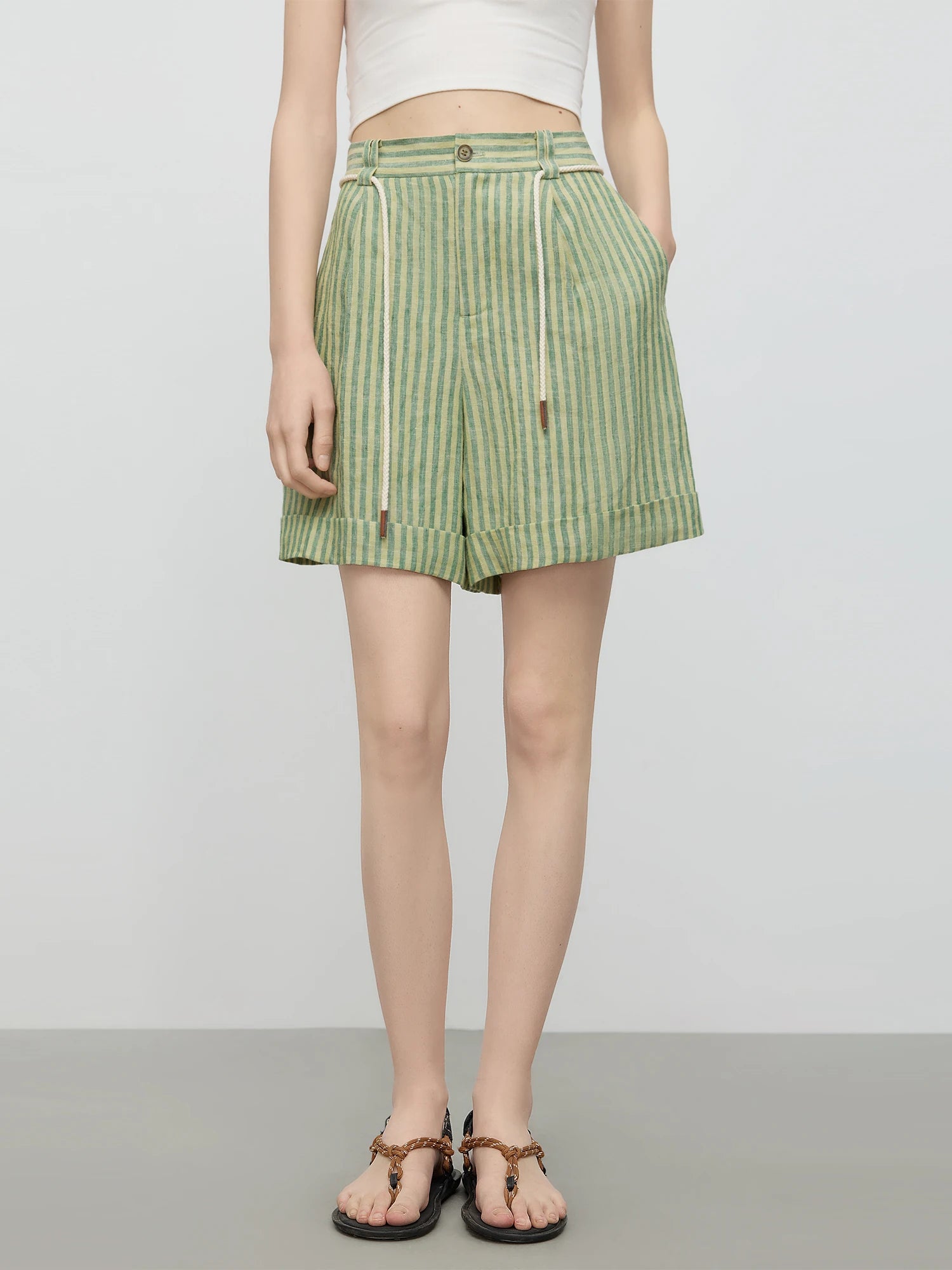 Summer Linen Striped Top and Shorts