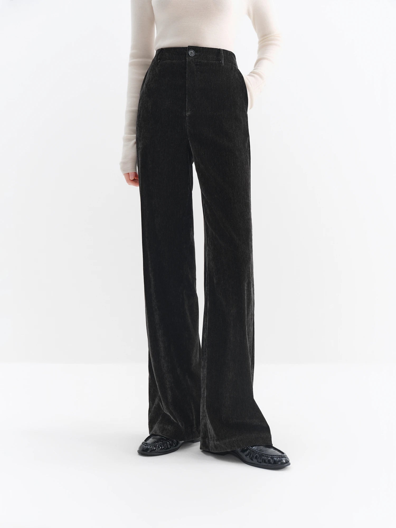 Chenille Fabric Black Pants
