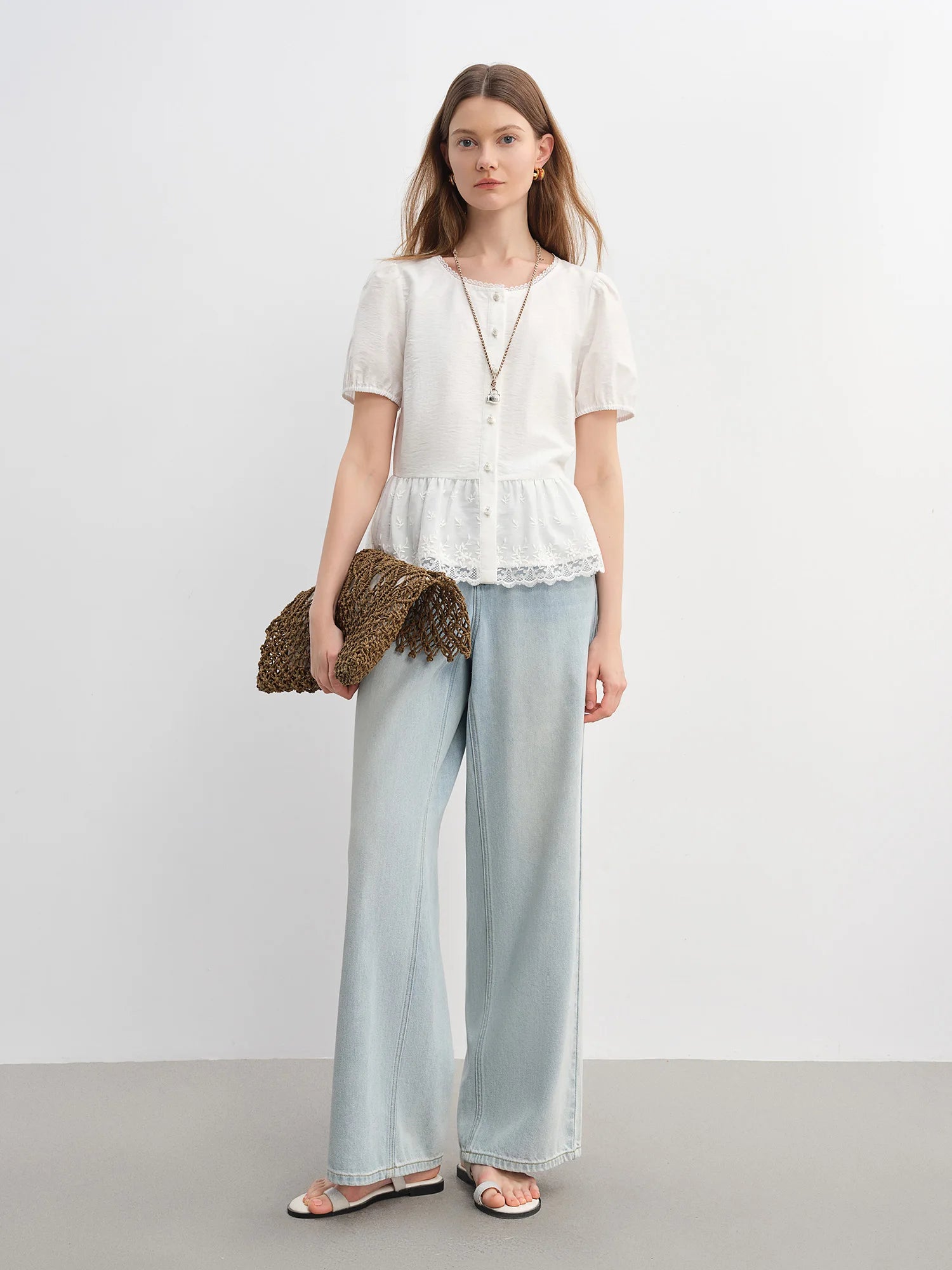 Textured White Blouse