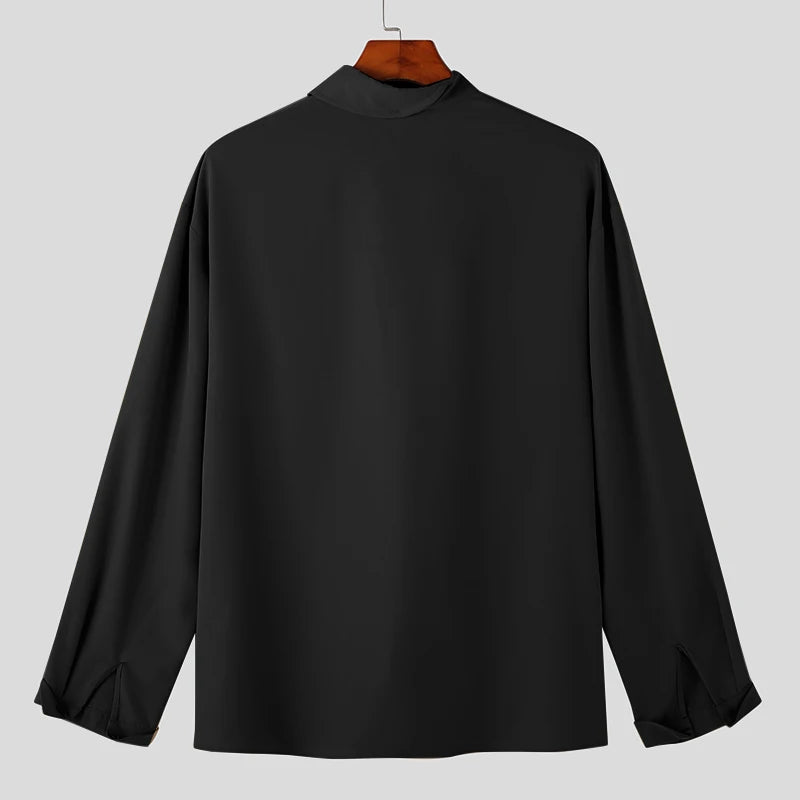 Stand Collar Loose Long Sleeve Shirt