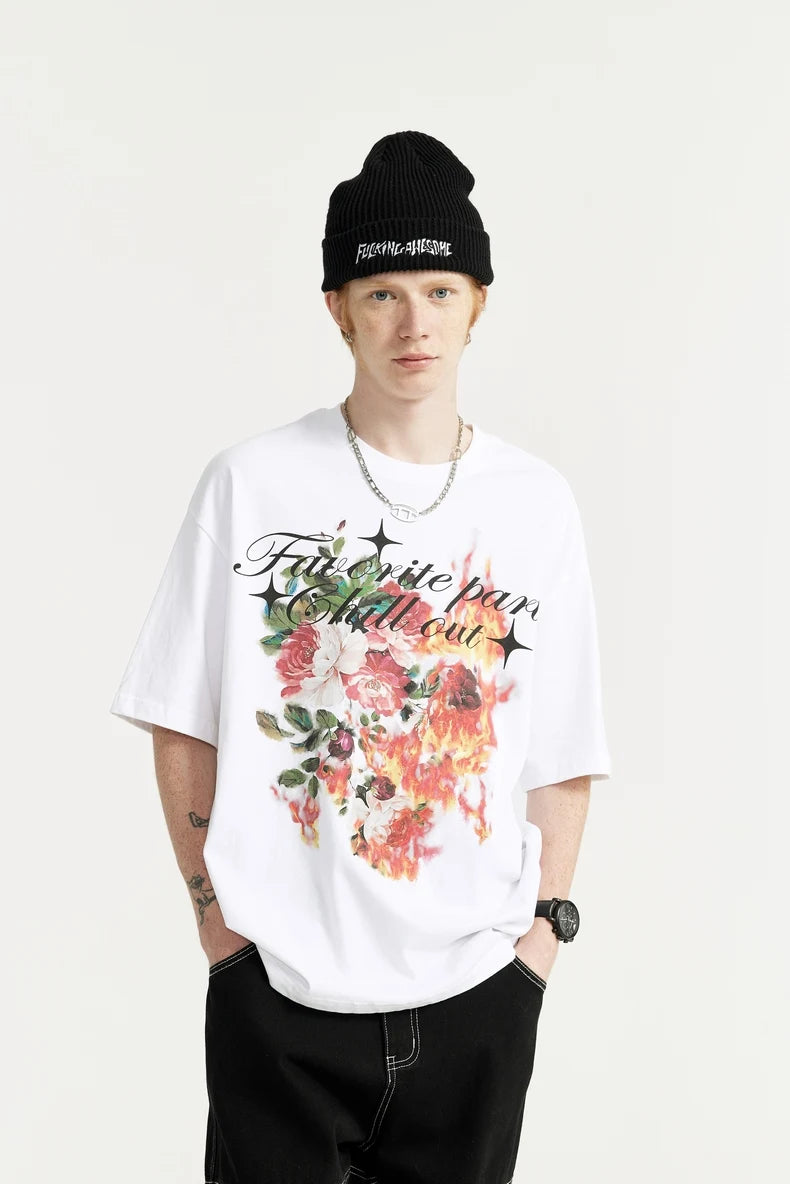 Flame Floral Printed T-shirt