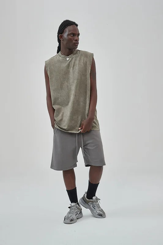 Worn Oversize Sleeveless Shirt vest