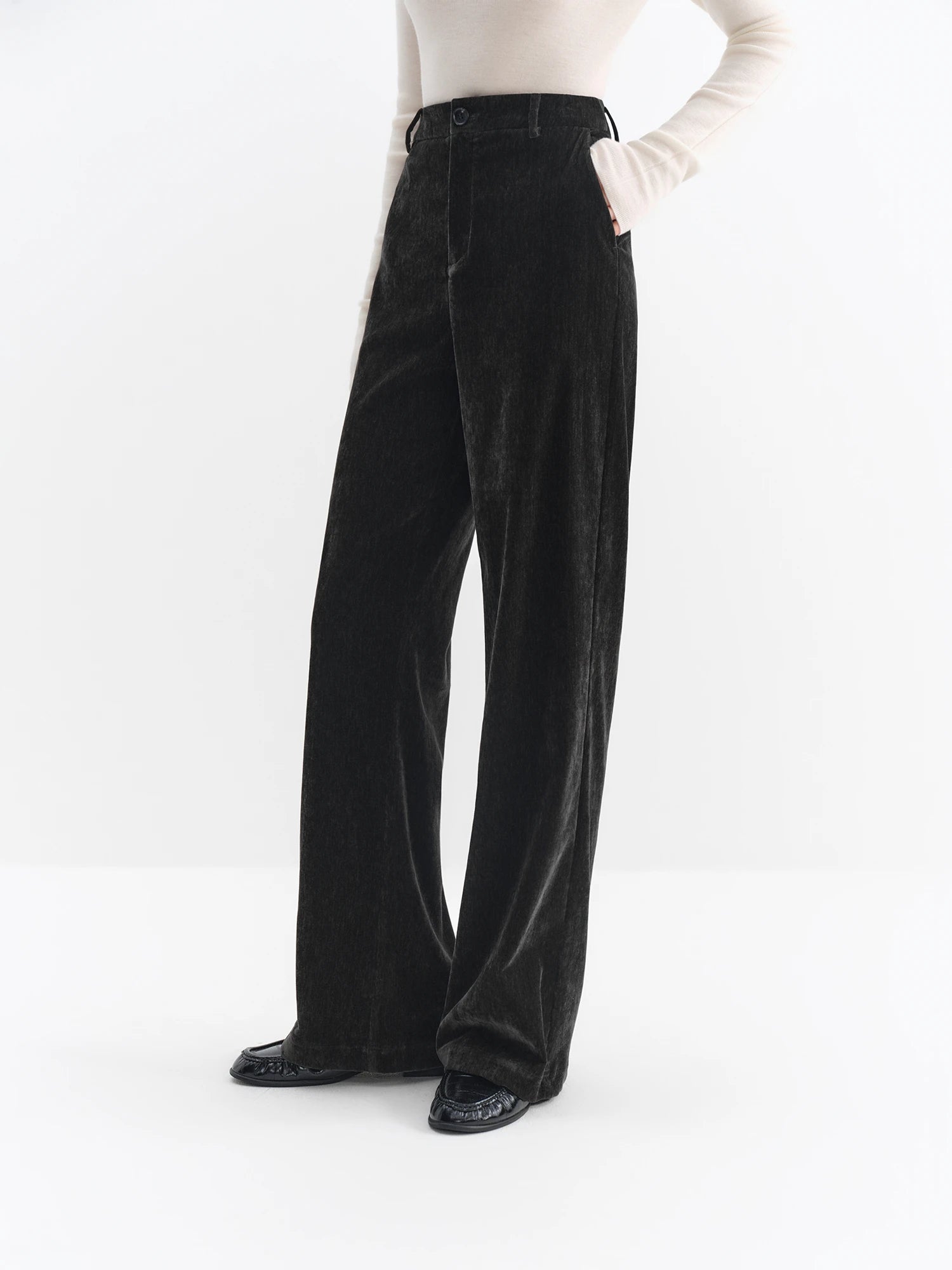 Chenille Fabric Black Pants