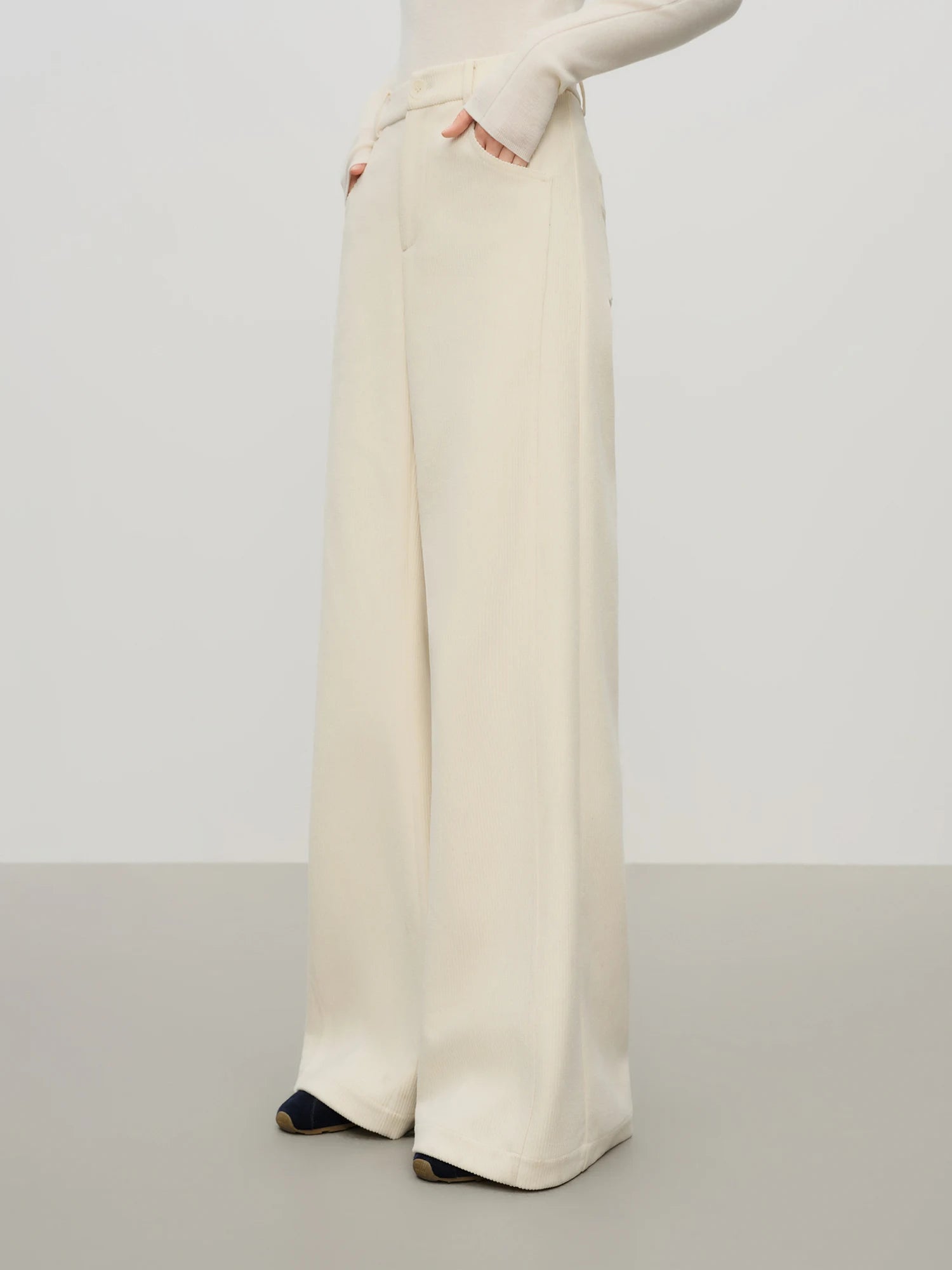 Casual Herringbone Fabric Pants