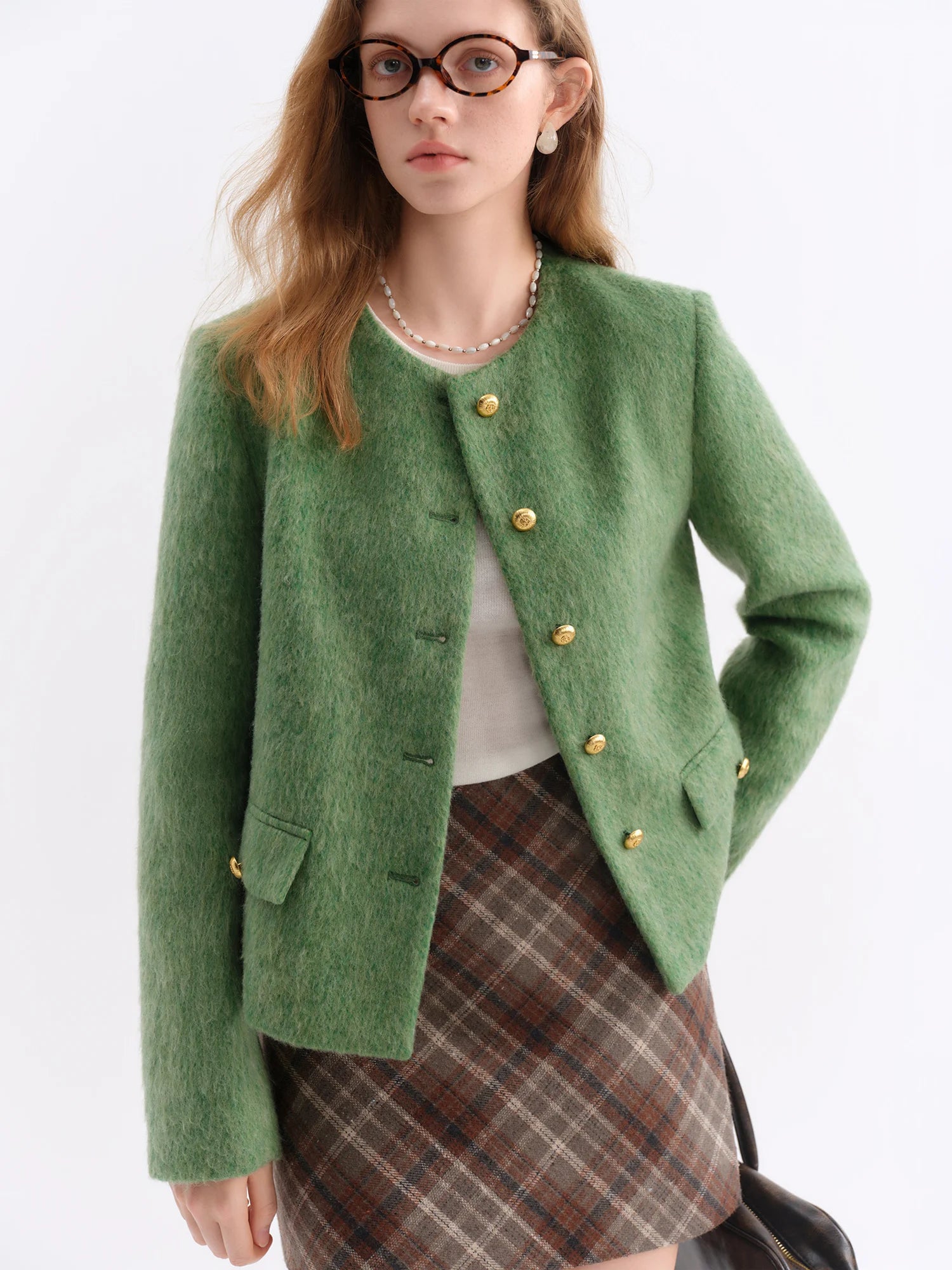 Wool Blend Green Cardigan