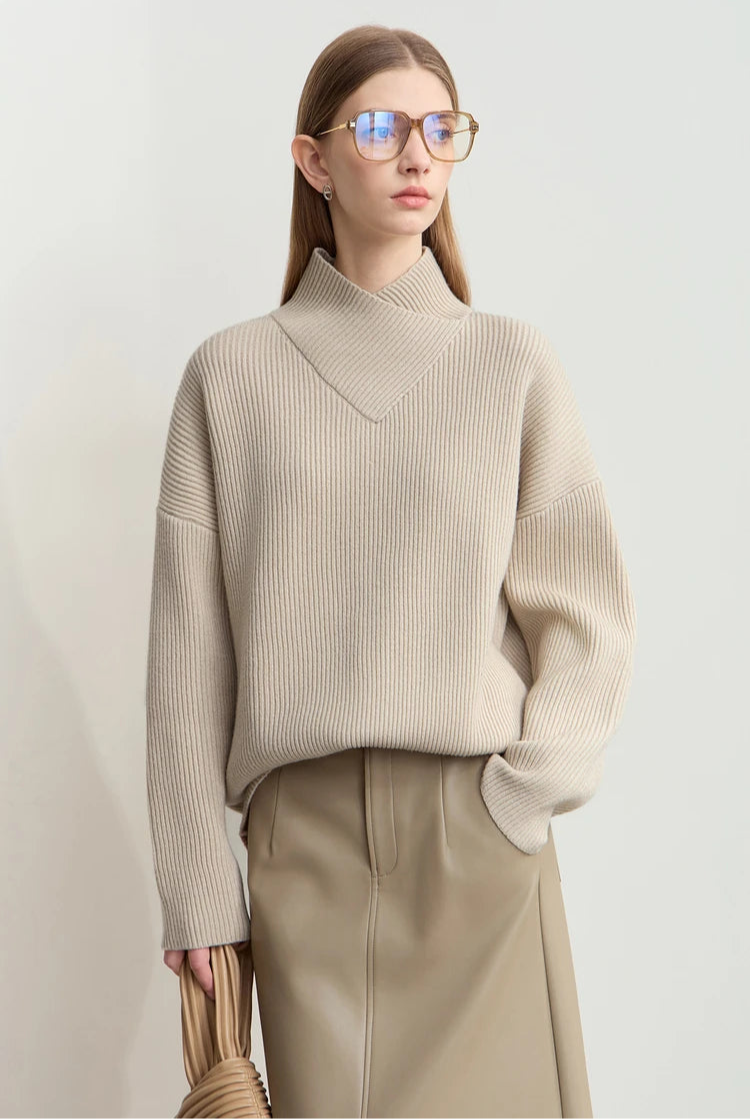 Knitted Crossed Turtleneck Sweater
