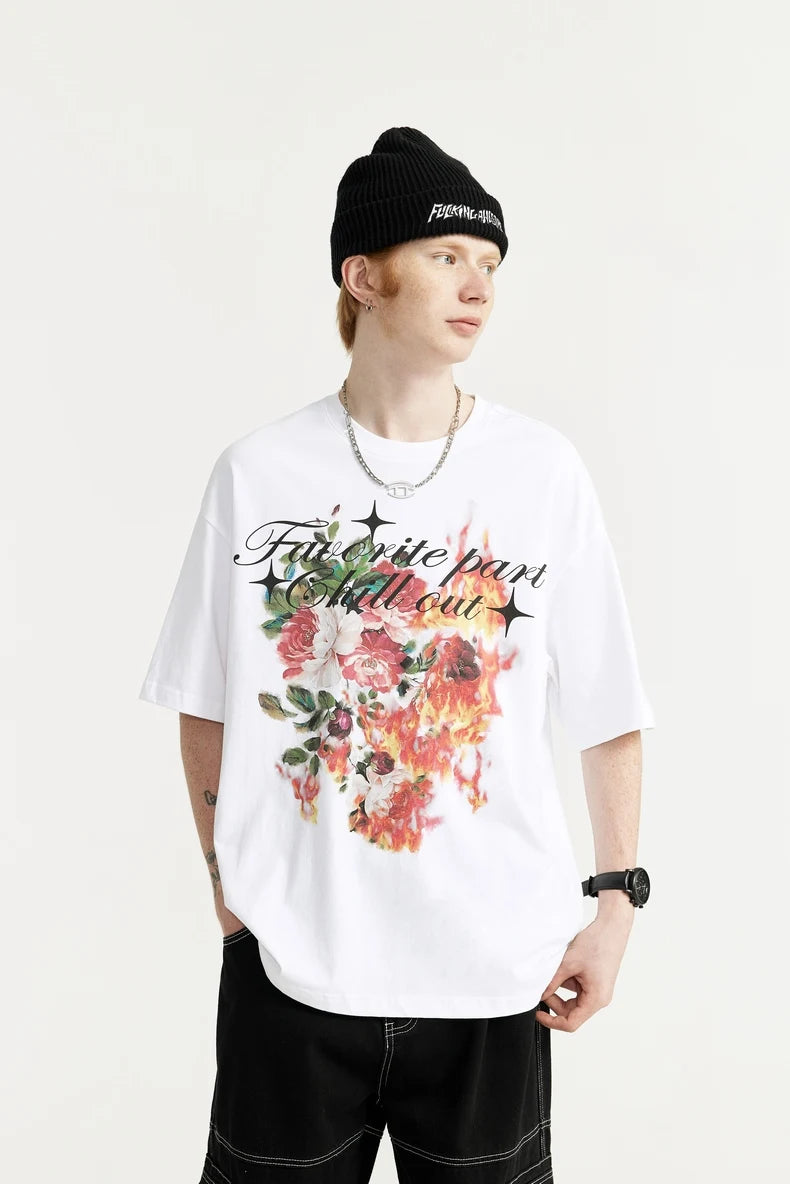 Flame Floral Printed T-shirt