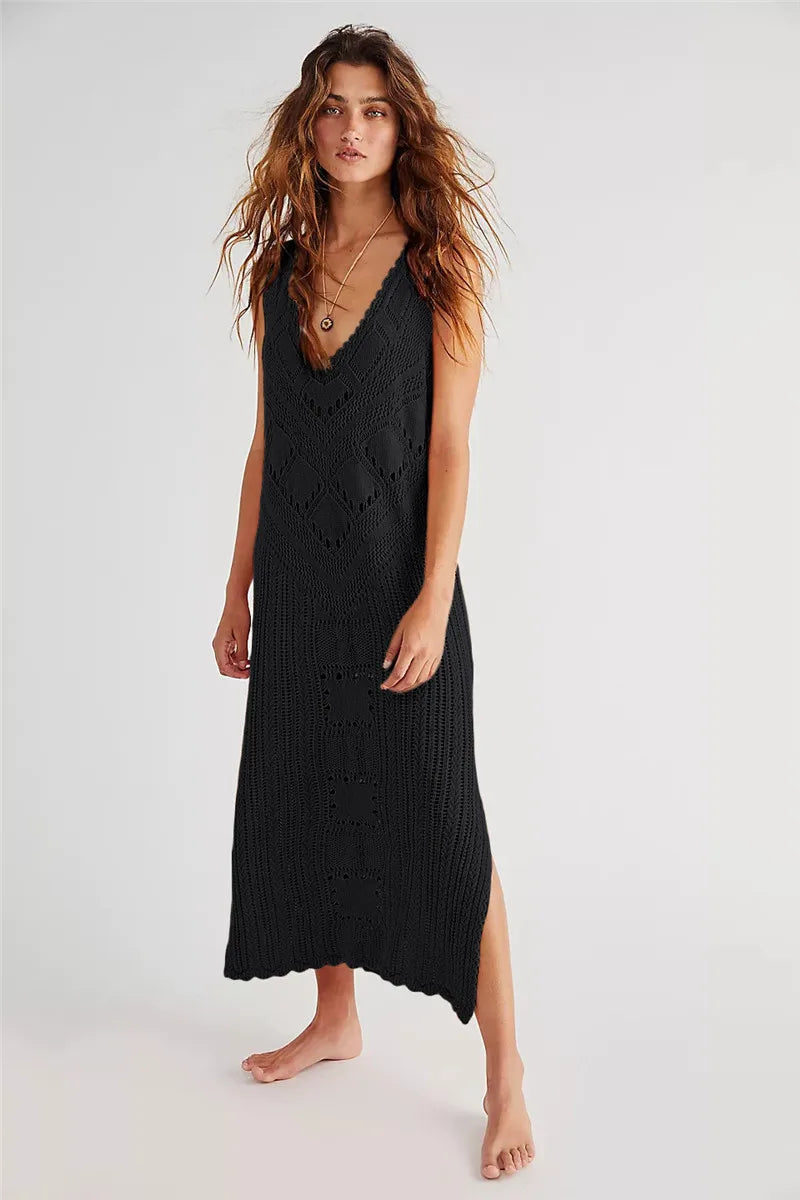 Summer knitted hollowed out dress