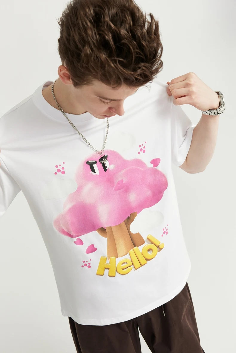 Mushroom Printed Drop Shoulder T Shirt