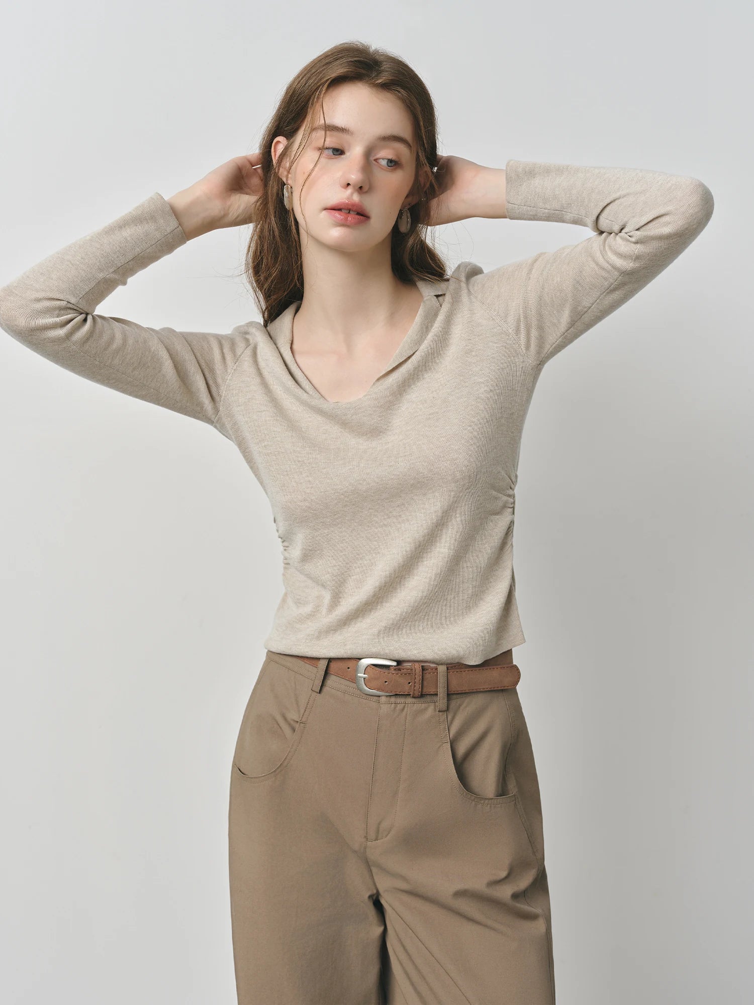Casual Minimalist Long Sleeve Top