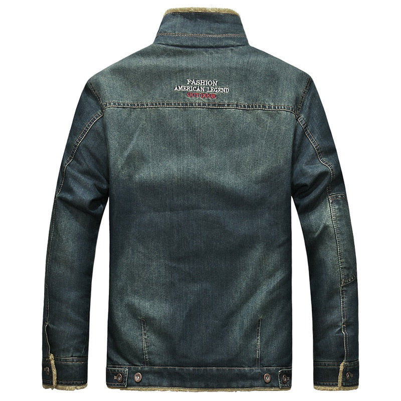 Men's denim jacket, warm windbreaker made of wool