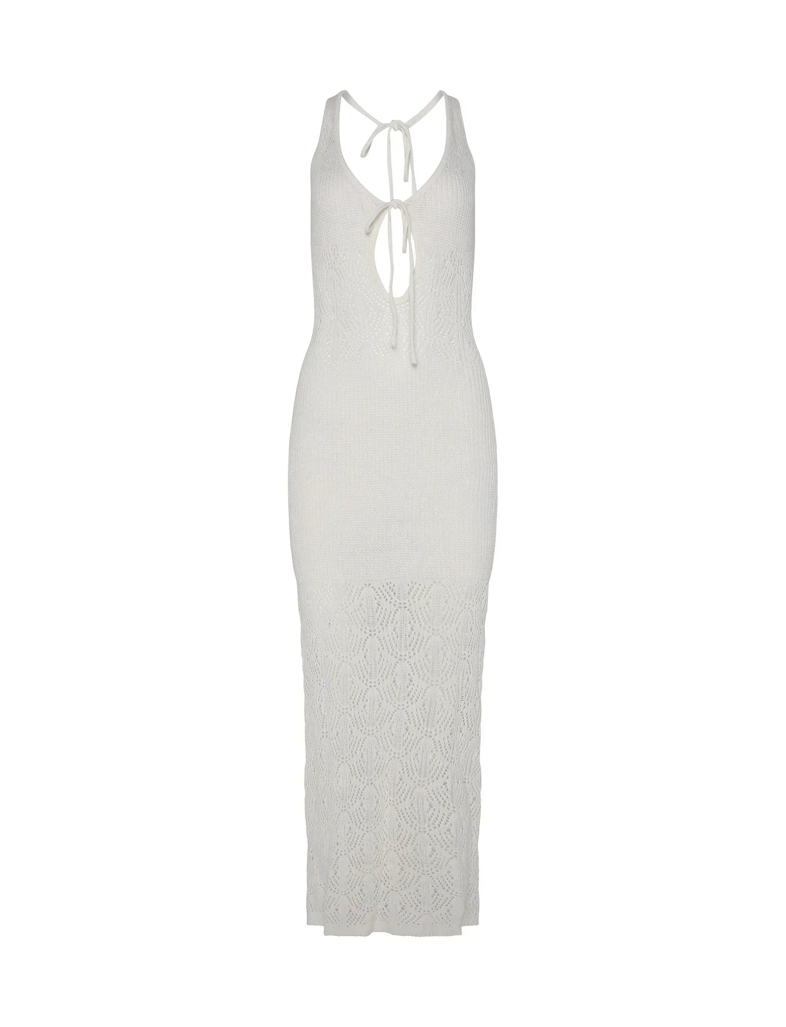 Elegant knitted white maxi dress