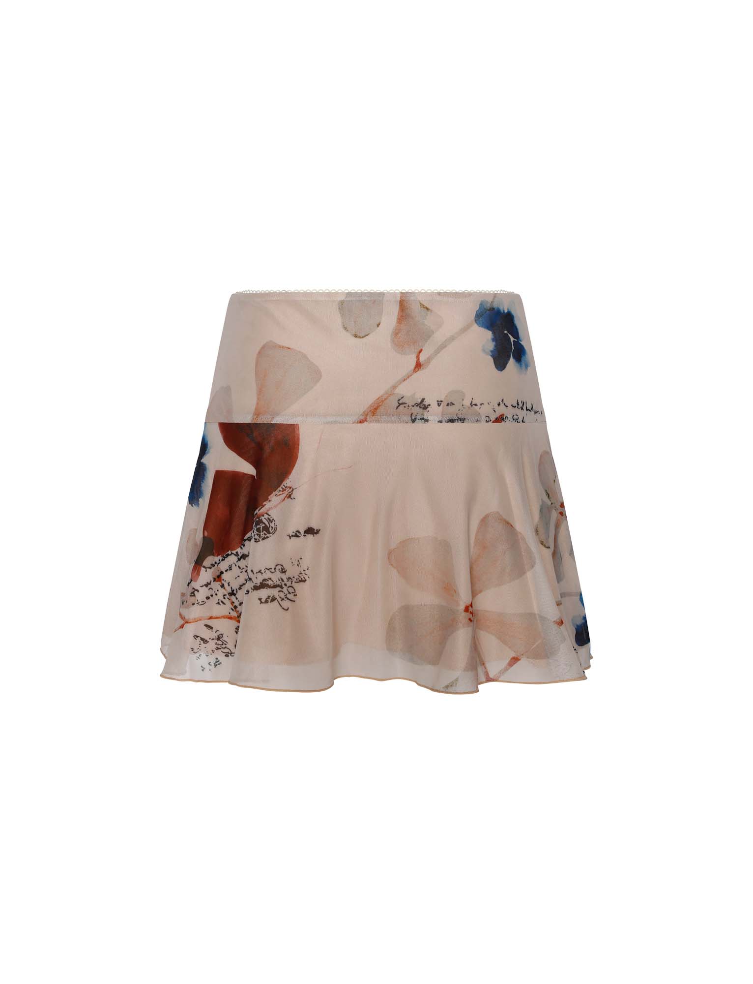 Floral beige top with mini skirt