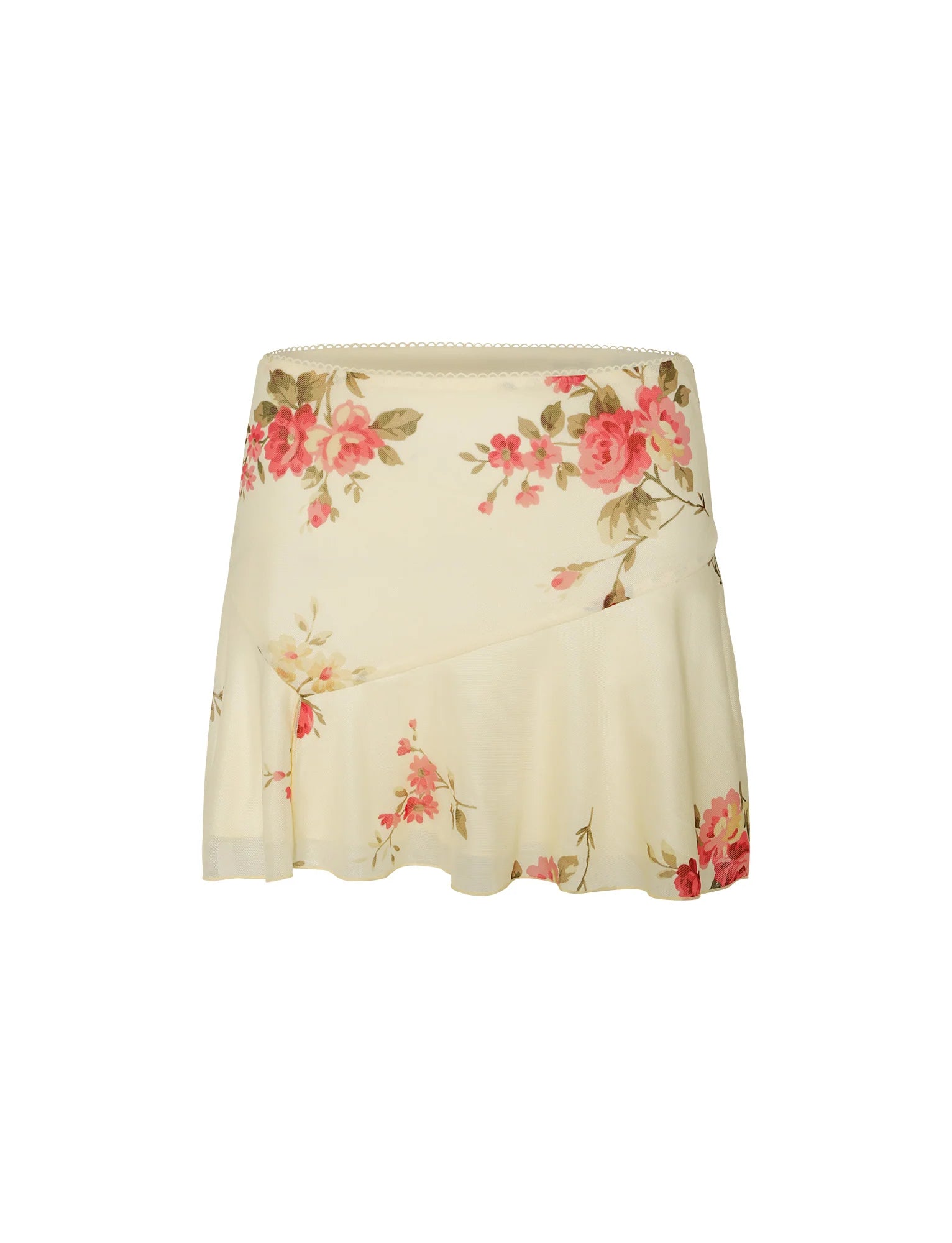 Sleeveless crop floral top with wrap mini skirt