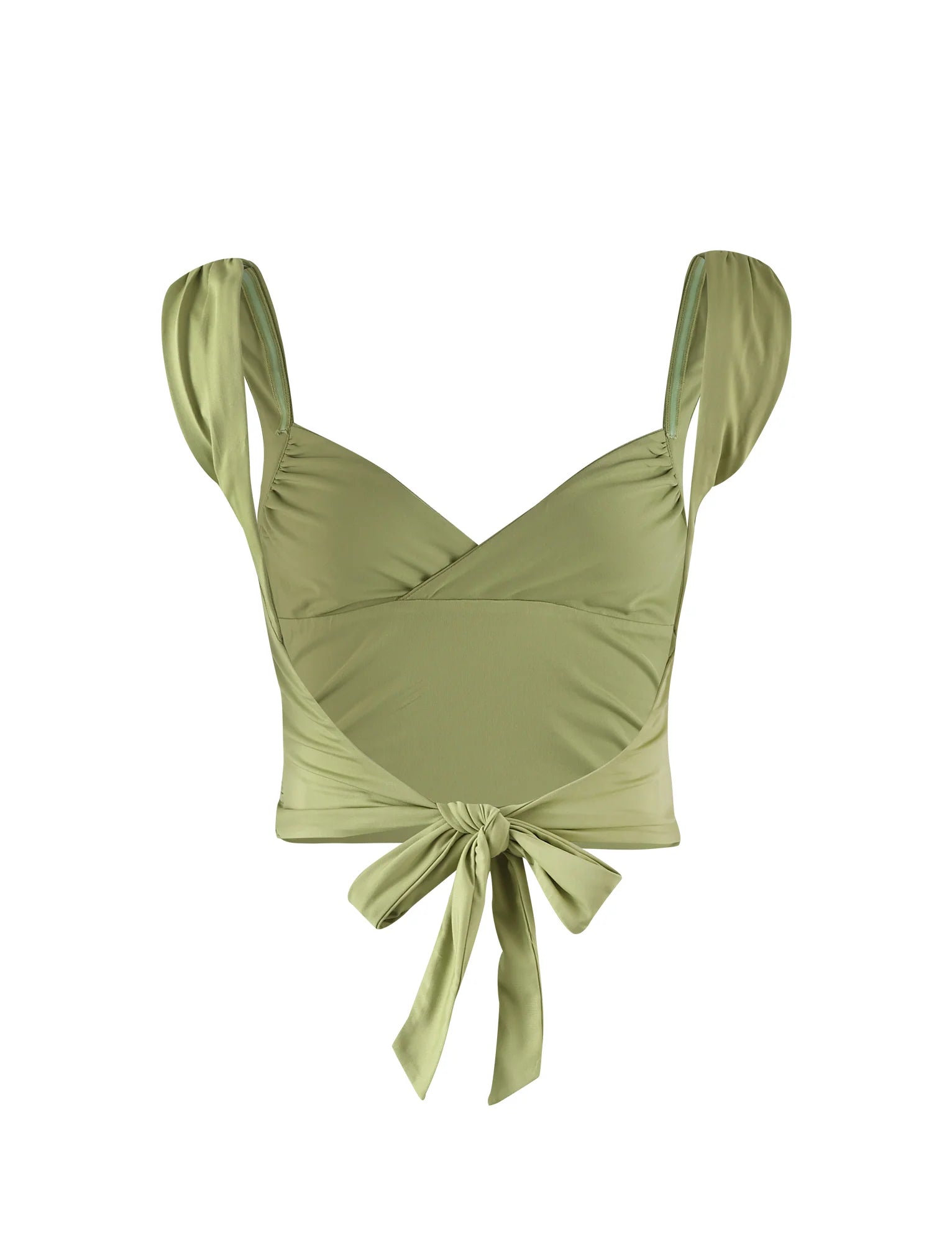 Wide Strap Ruched Side green Top