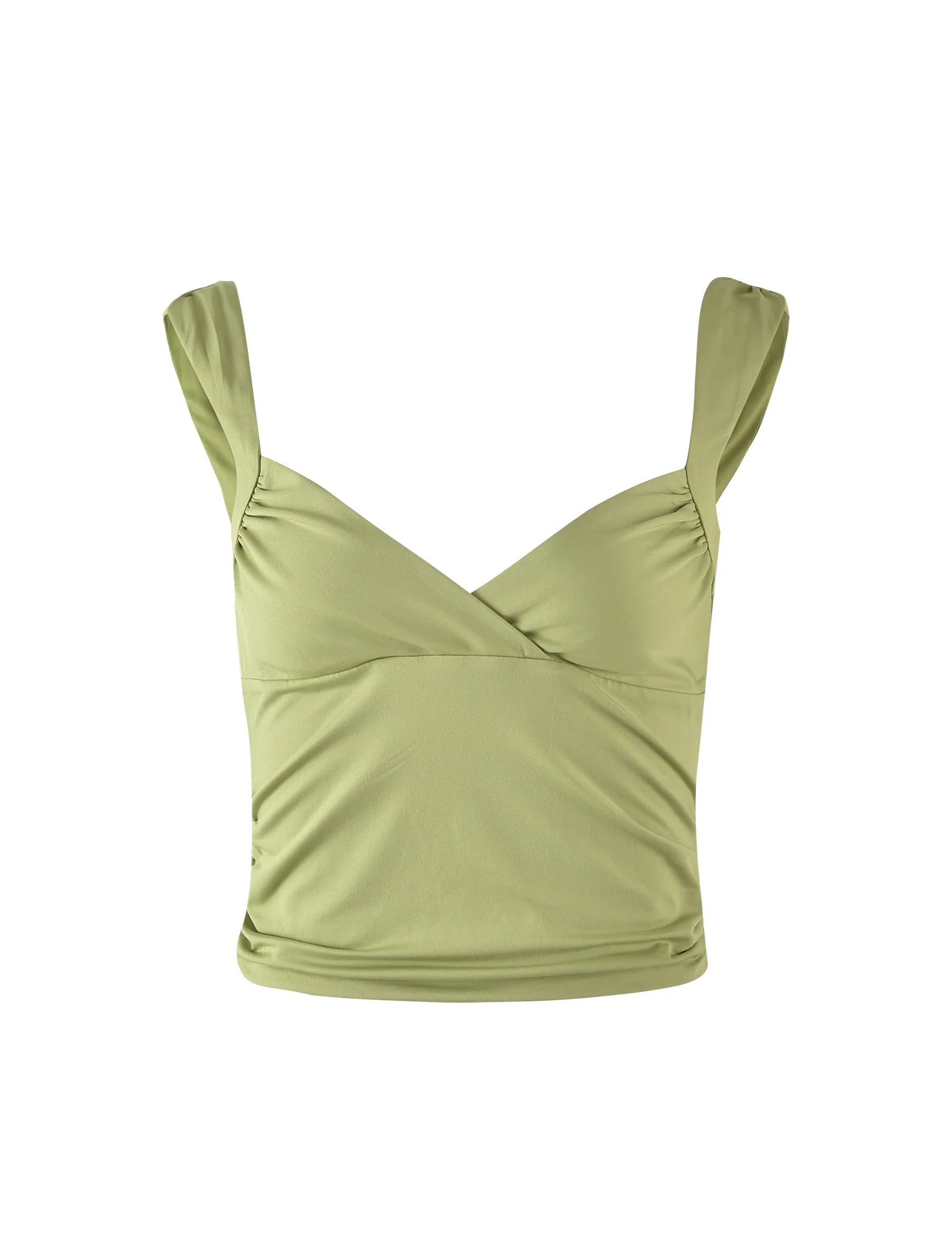 Wide Strap Ruched Side green Top