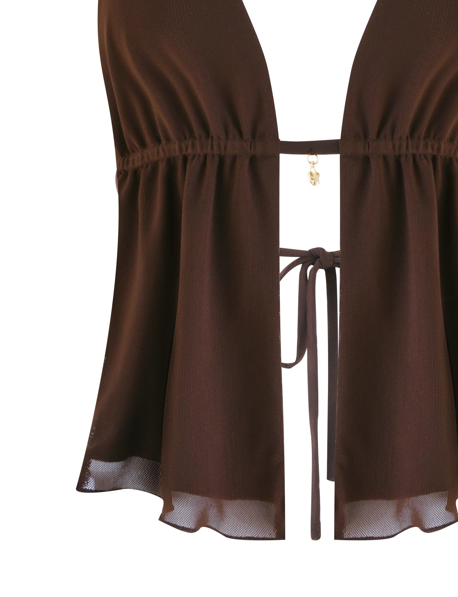 Dark Brown Halter Neck Style Top and Waist Hip Skirt Set