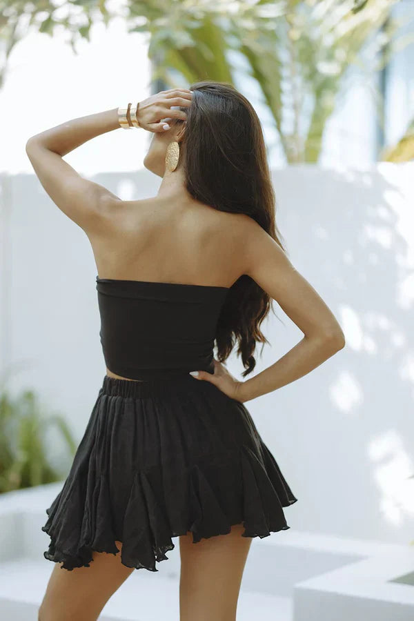 Chiffon tube top with ruffled skirt