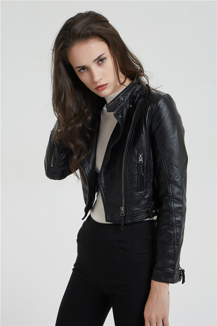 Casual Short Black Leather jacket