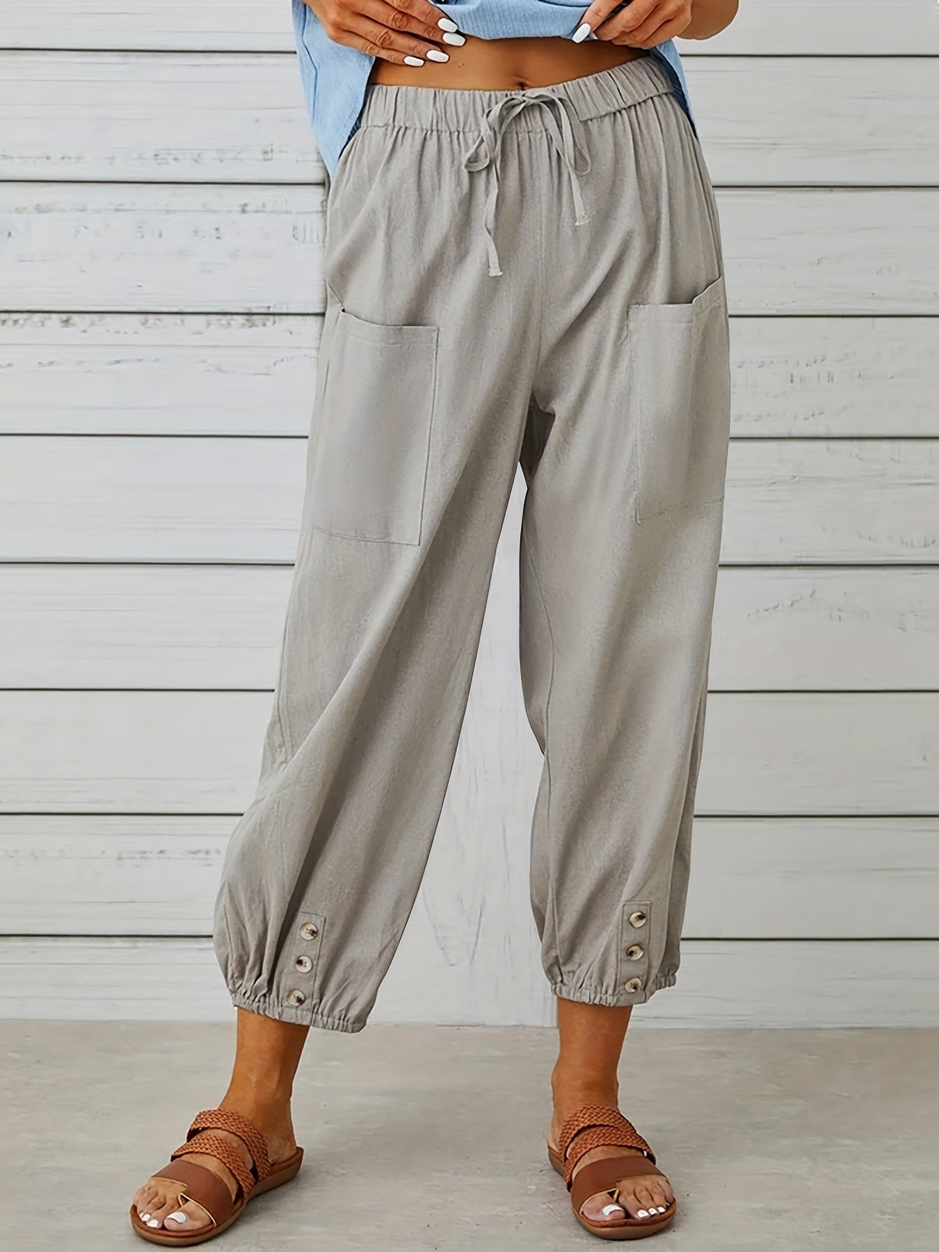 Patched crop pants for women