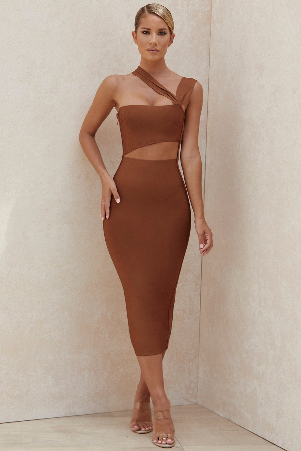 Midi bandage dress with cutout