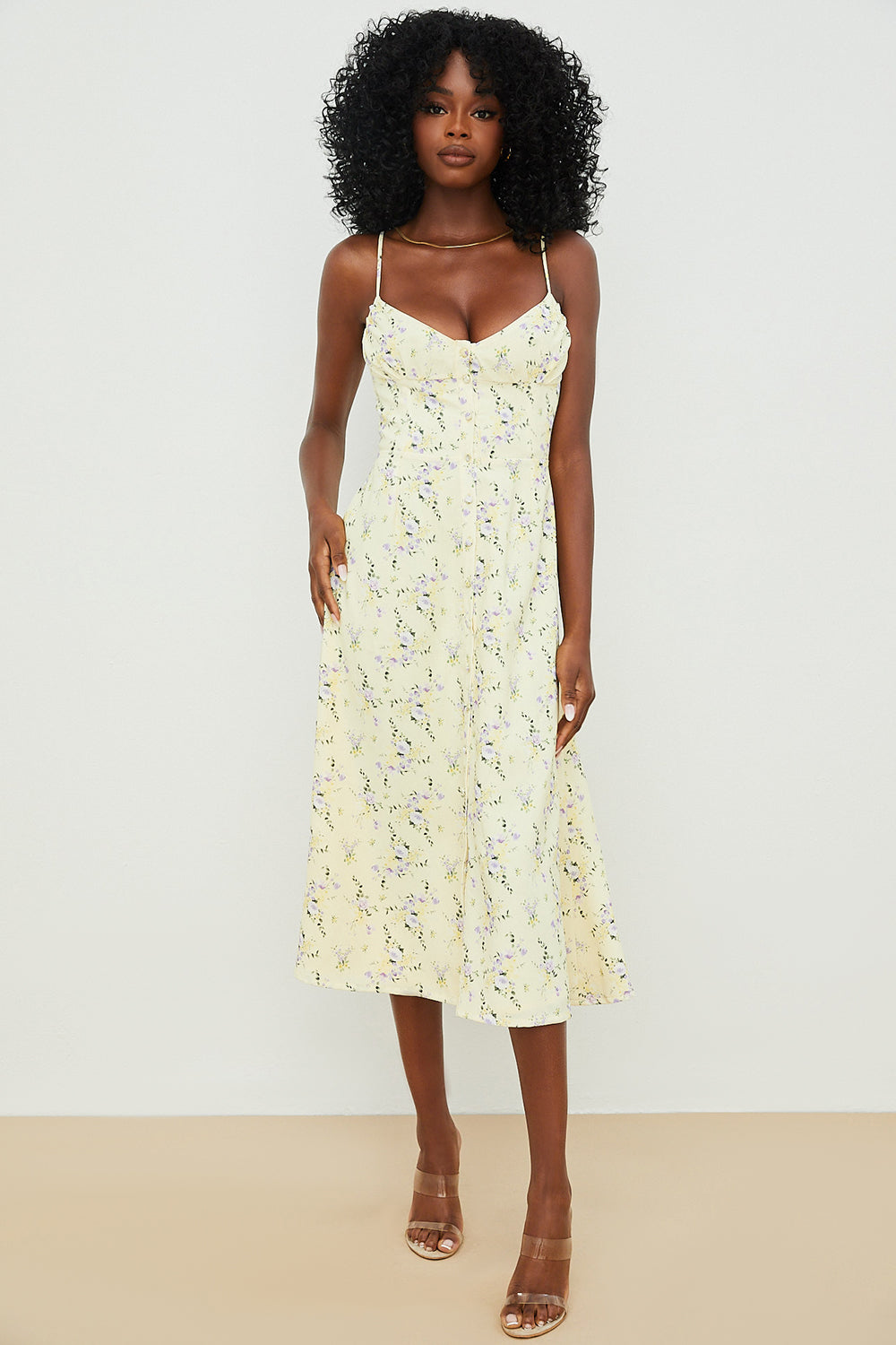 Lemon Floral Midi Sundress