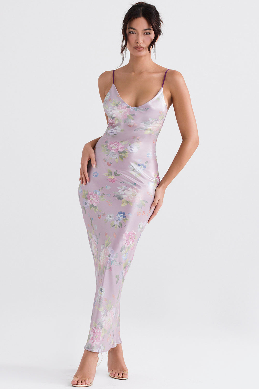 Mauve maxi dress with flowers