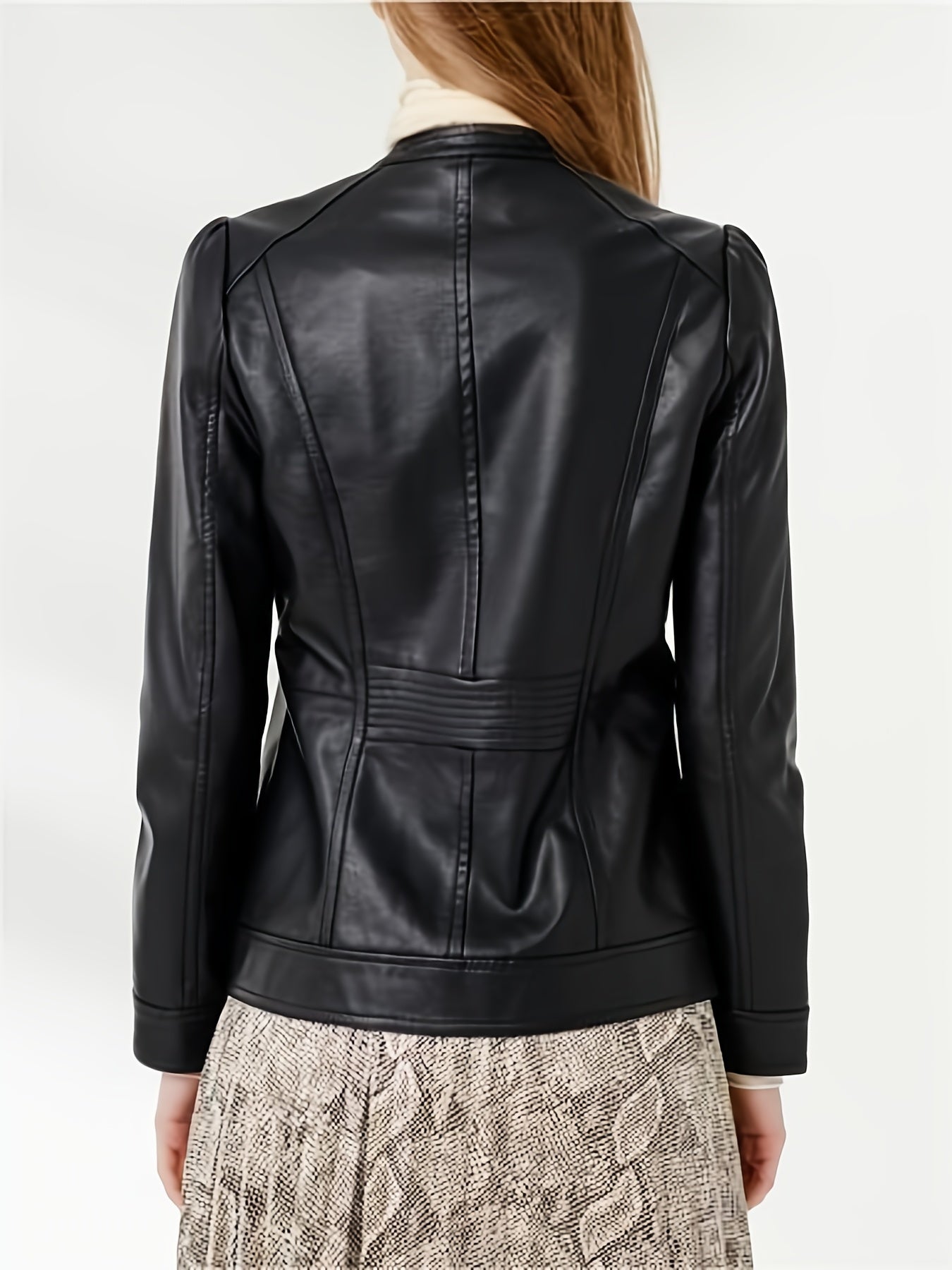 Black leather structured jacket