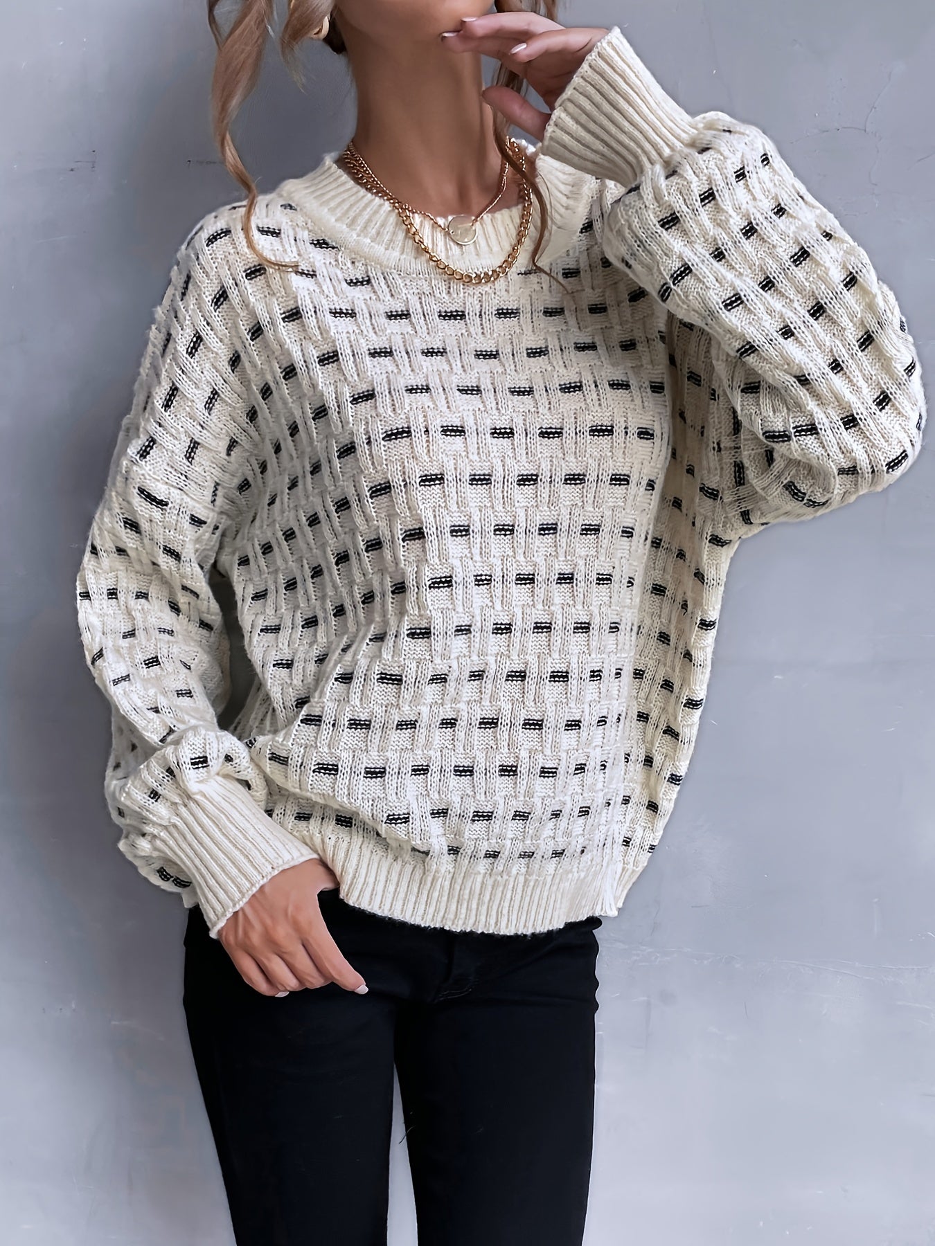 Vintage color block sweater for women