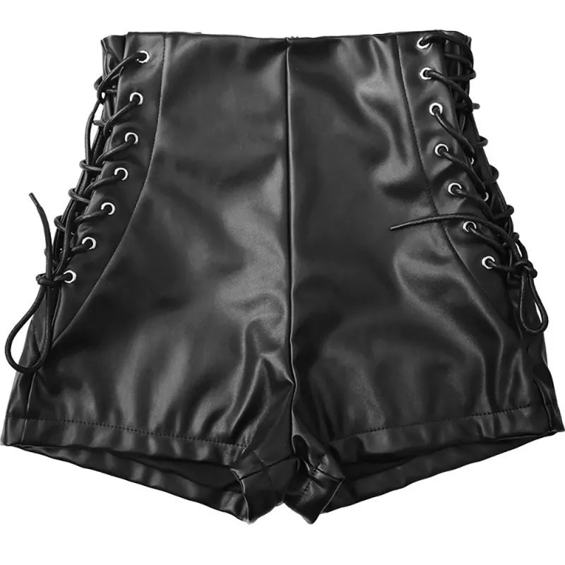 Stretchy Black Leather Shorts