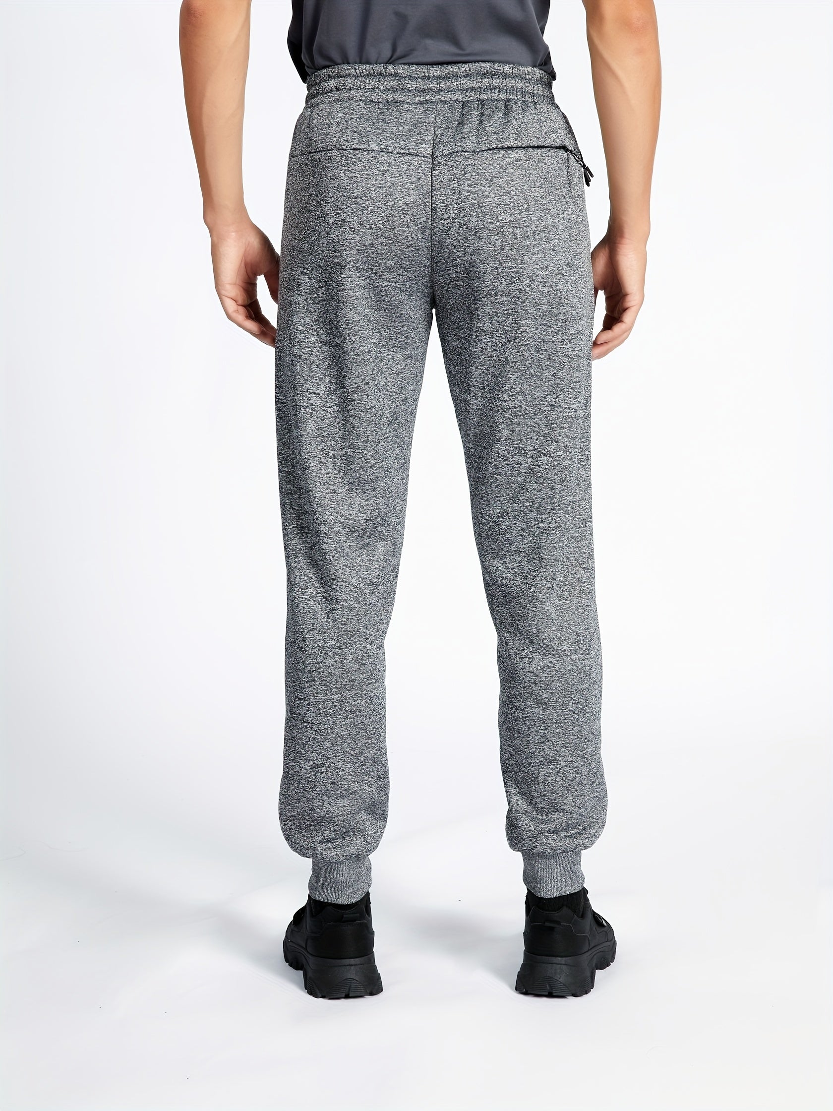 Warm fleece sweatpants for men with drawstring