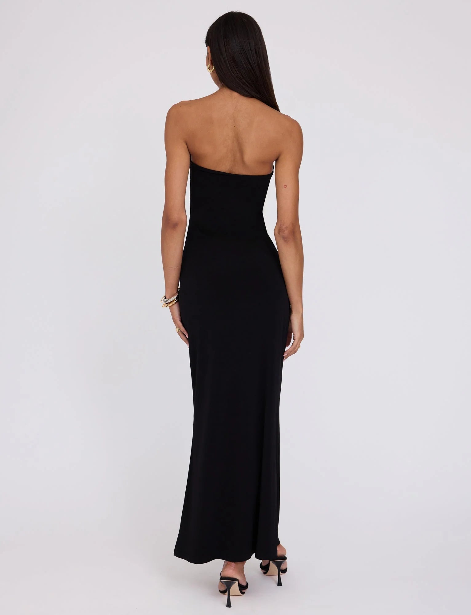 Front Cutout Strapless Maxi Dress