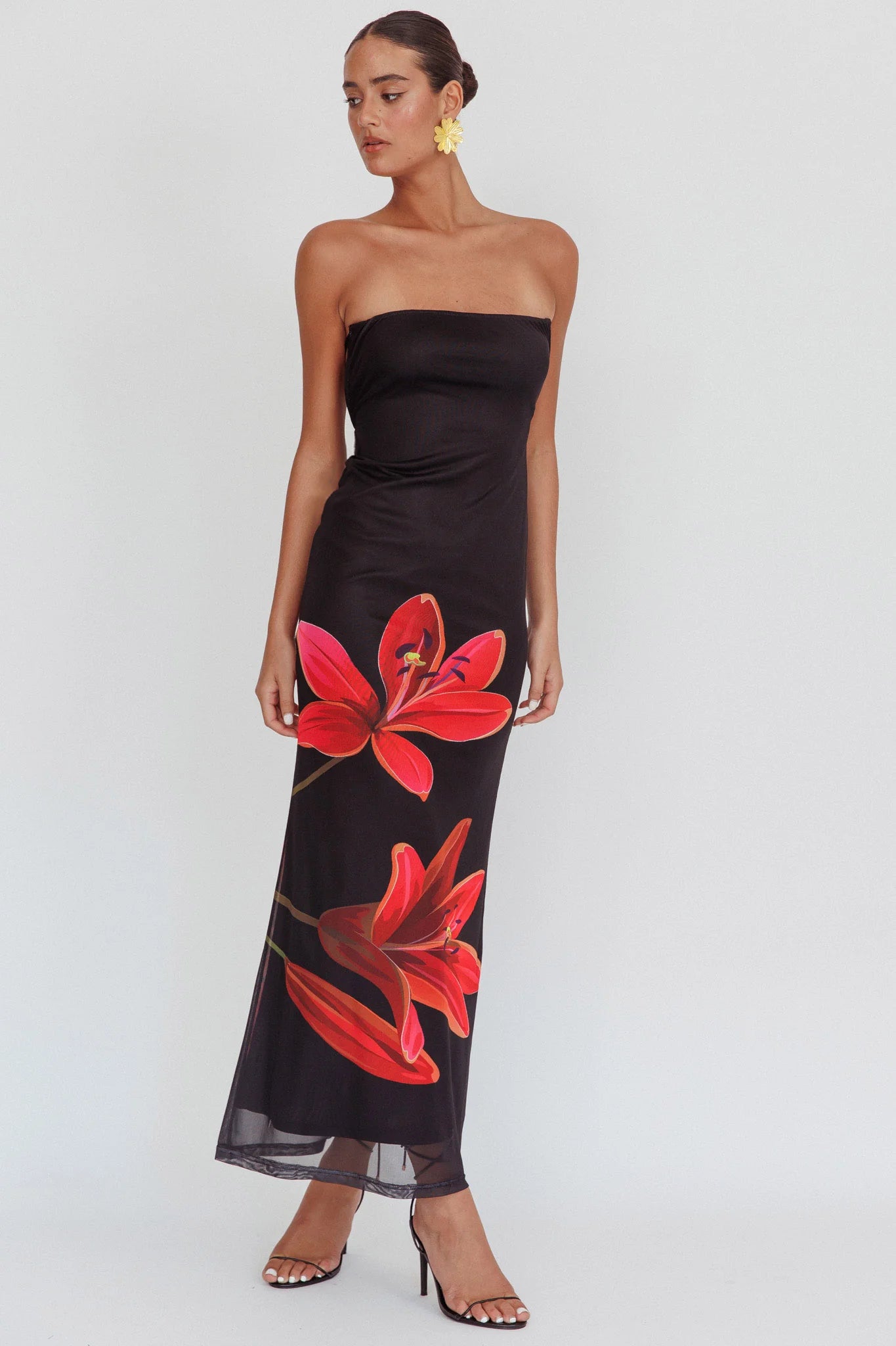 Floral Maxi Dress In Black