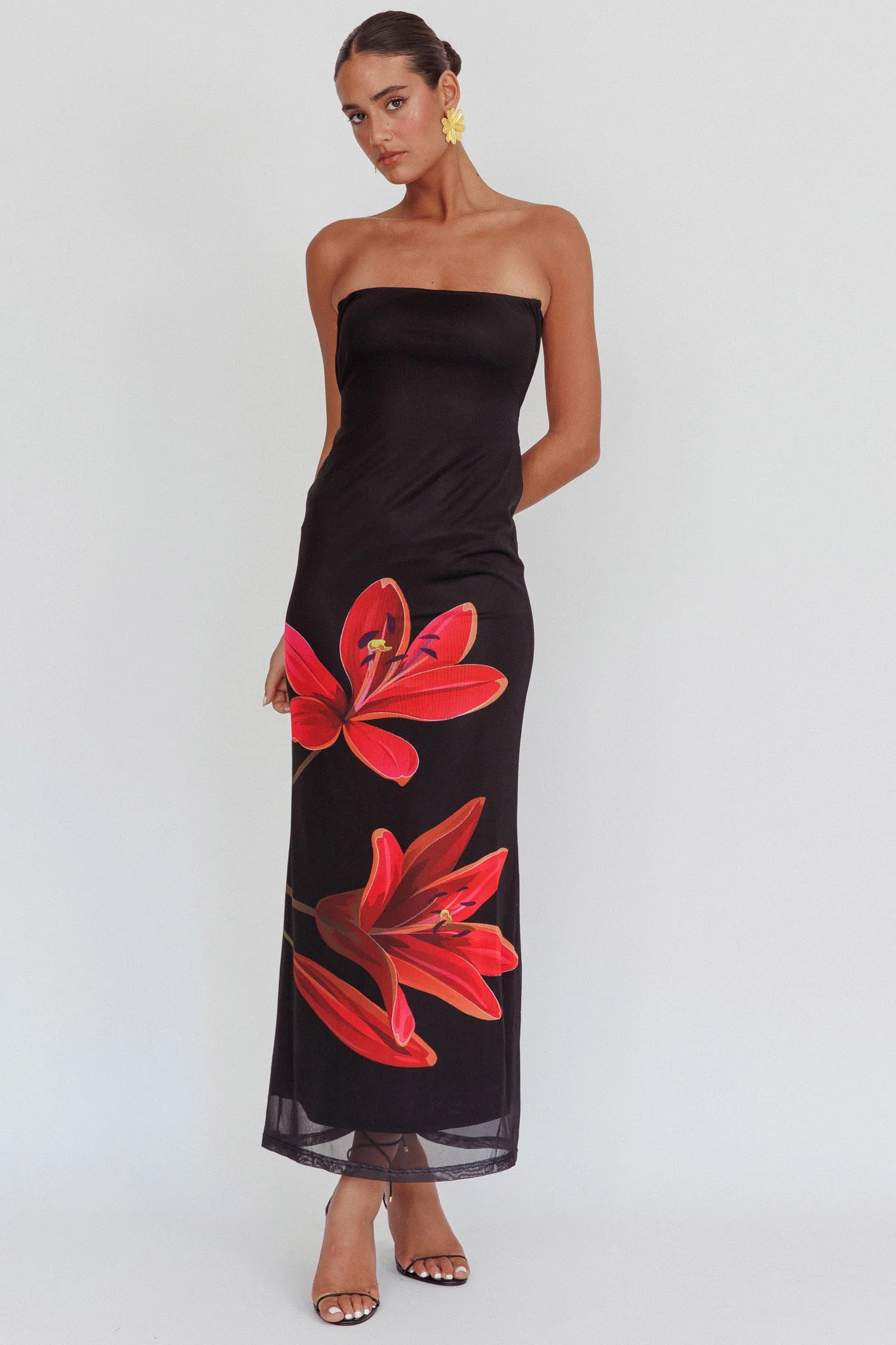 Floral Maxi Dress In Black