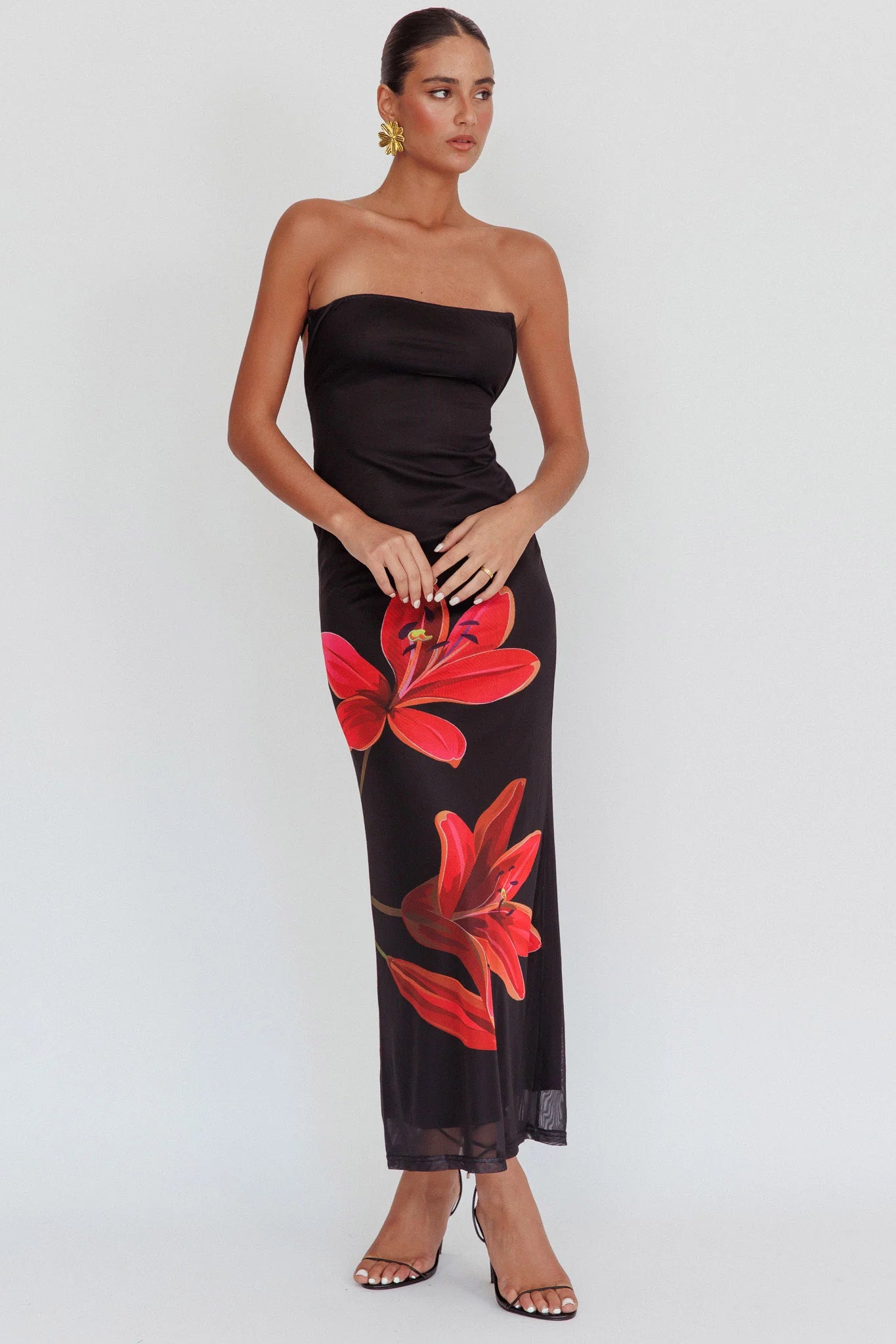 Floral Maxi Dress In Black