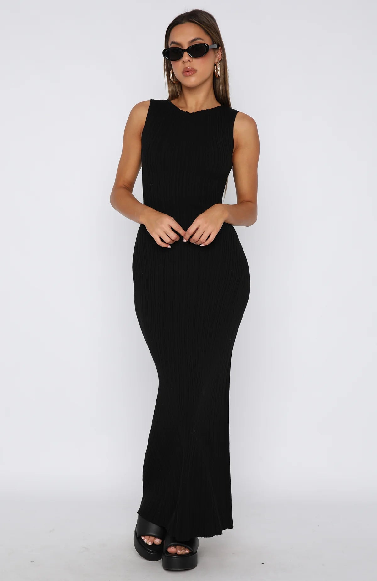 Sleeveless Knitted Bodycon Maxi Dress