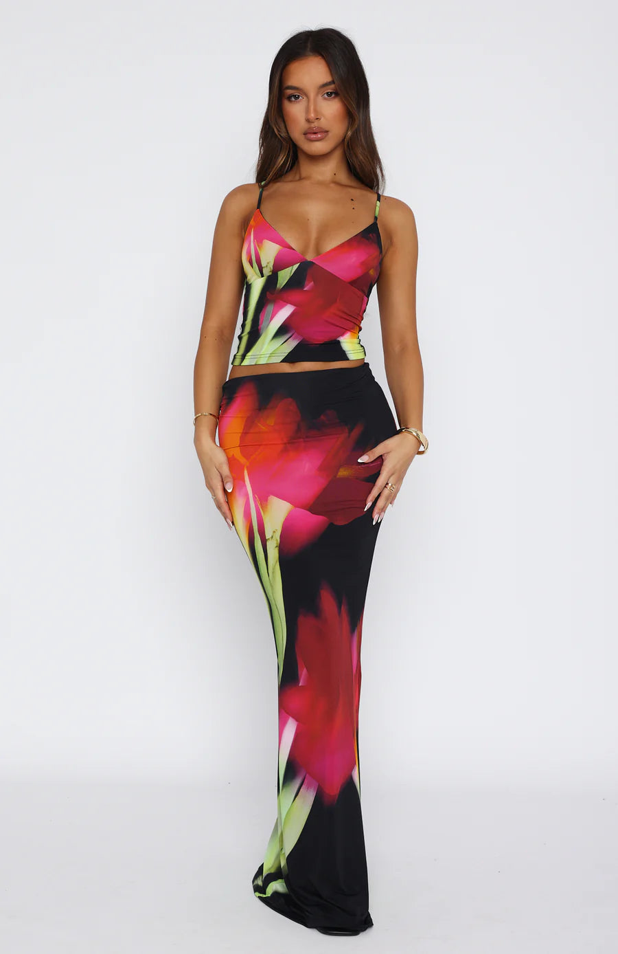 High Waist Maxi Skirt With Print