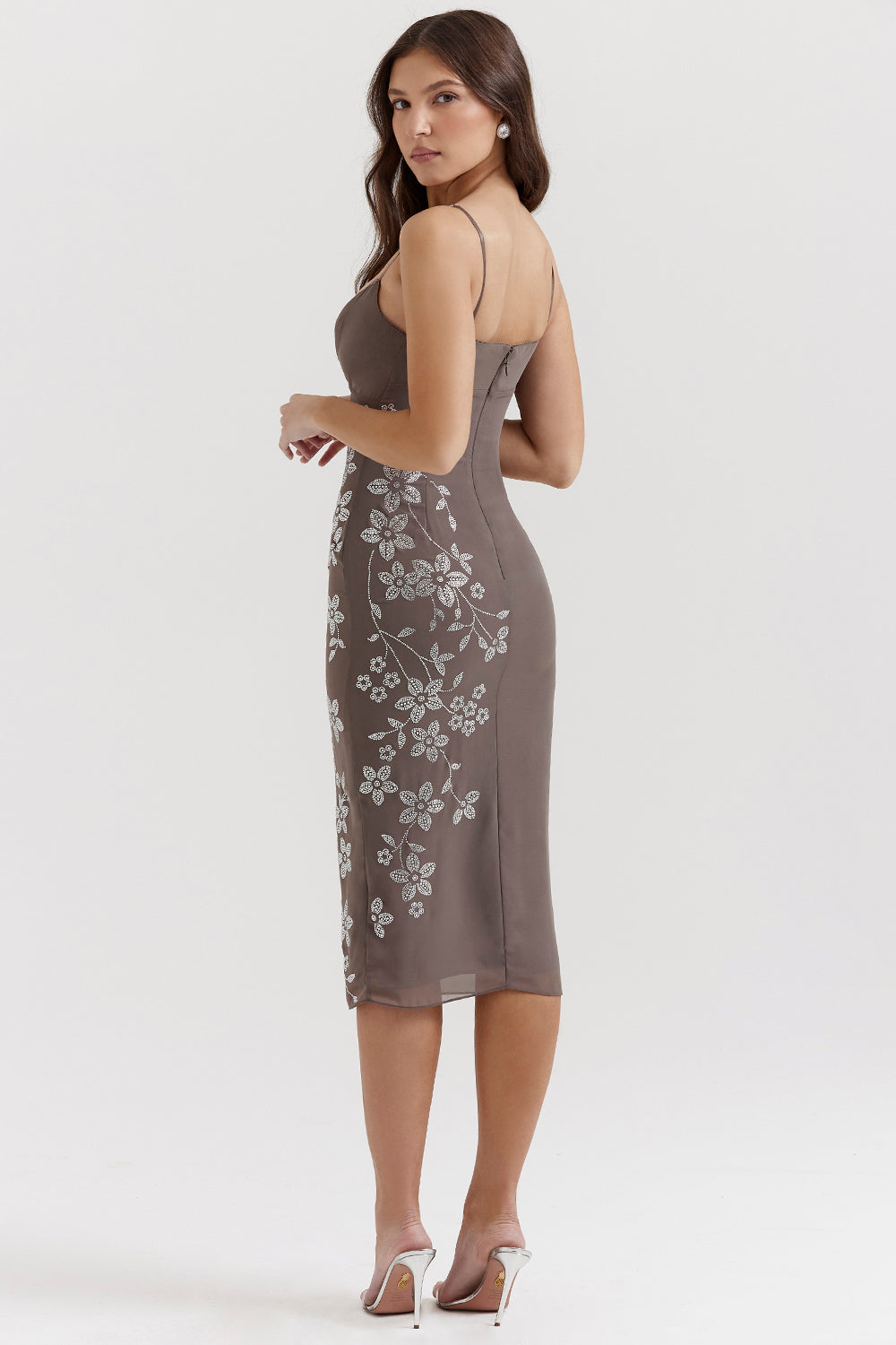 Midi dress embellished with smoke crystal