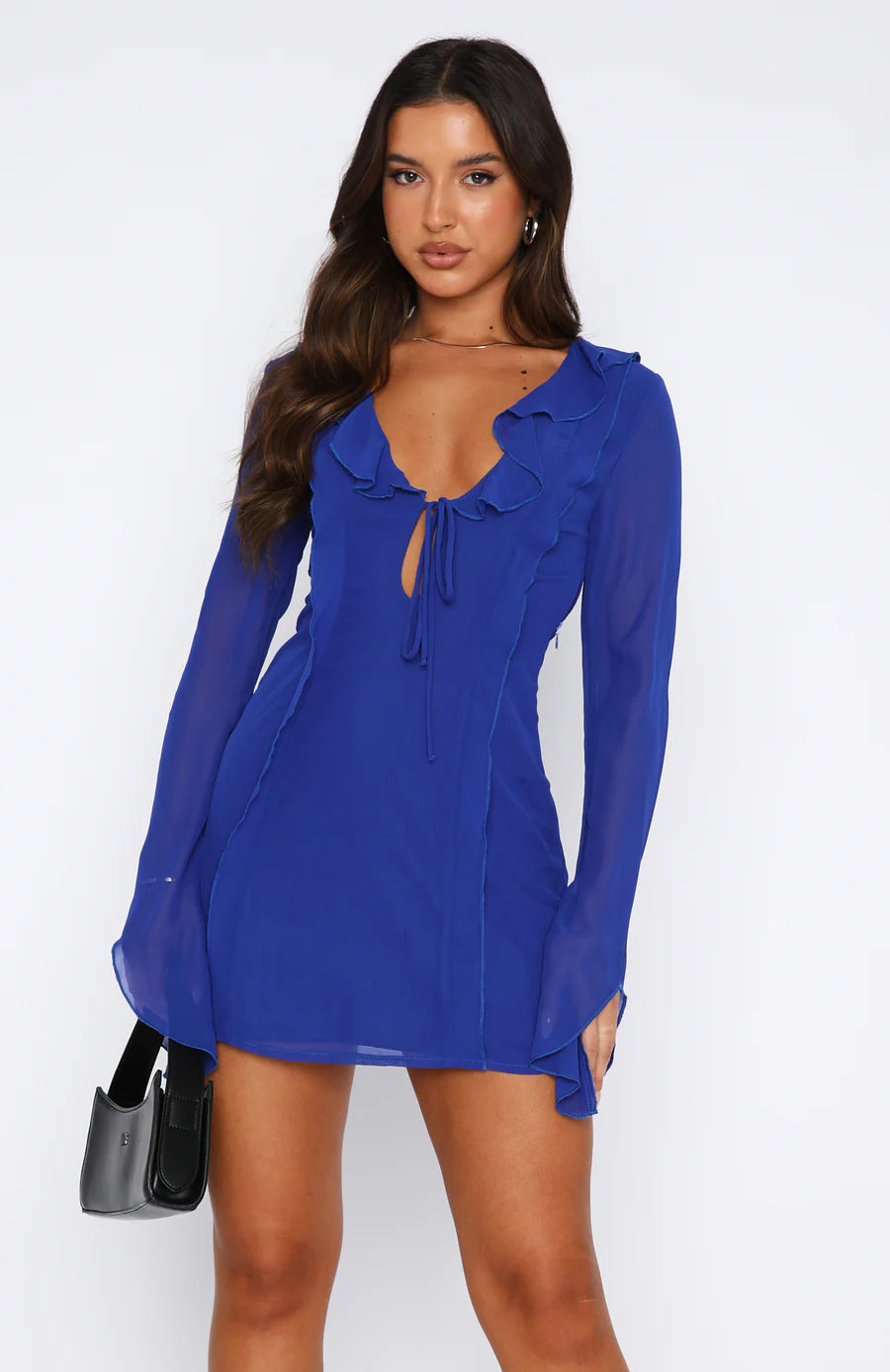 Ruffled Long Sleeve Mini Dress