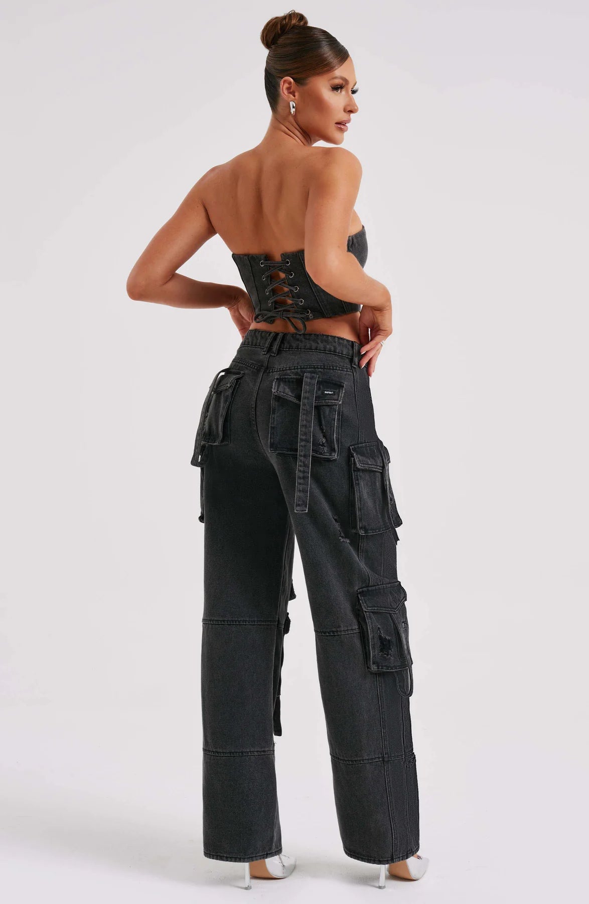 Denim corset and Cargo pants set