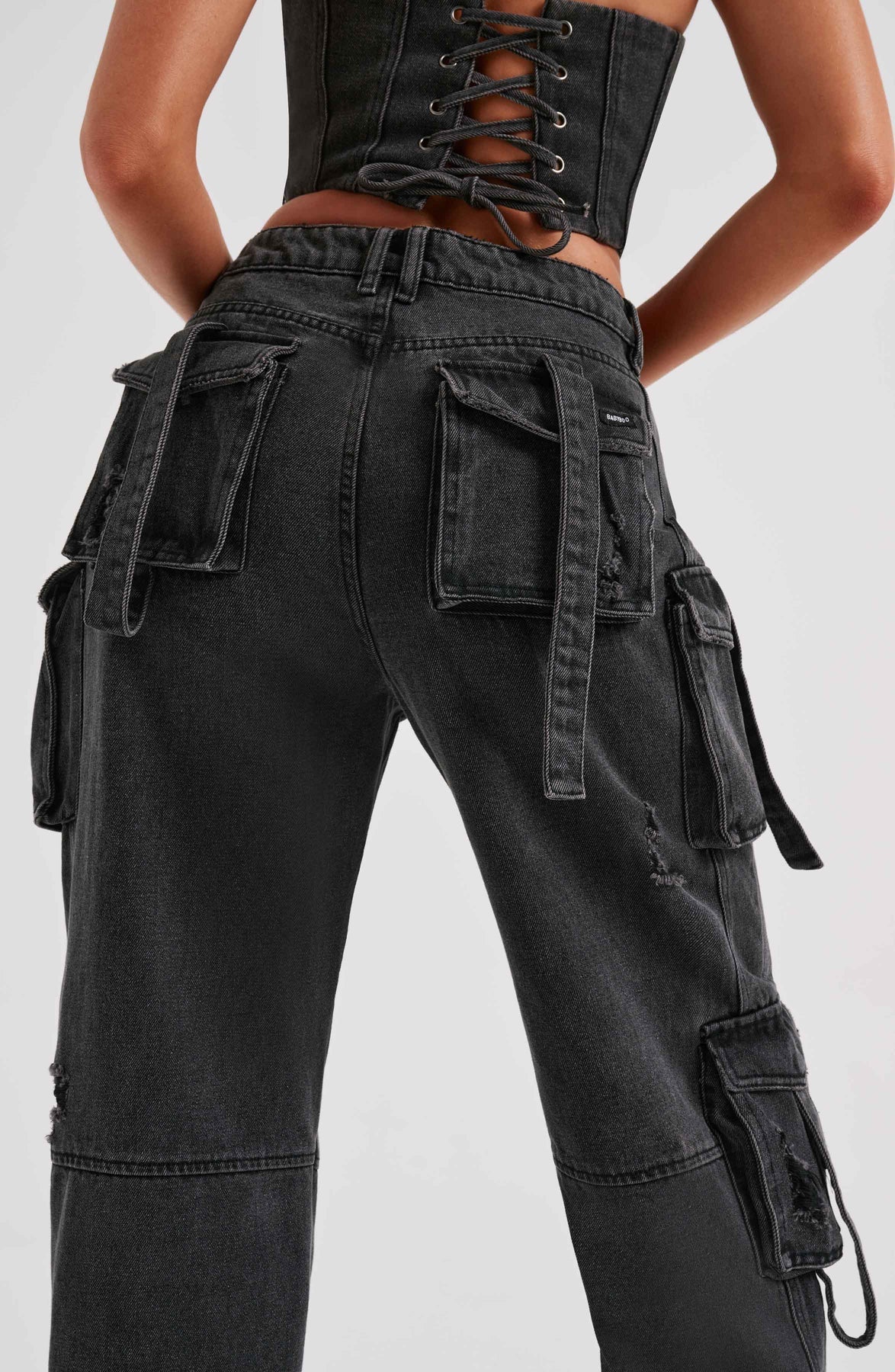 Denim corset and Cargo pants set